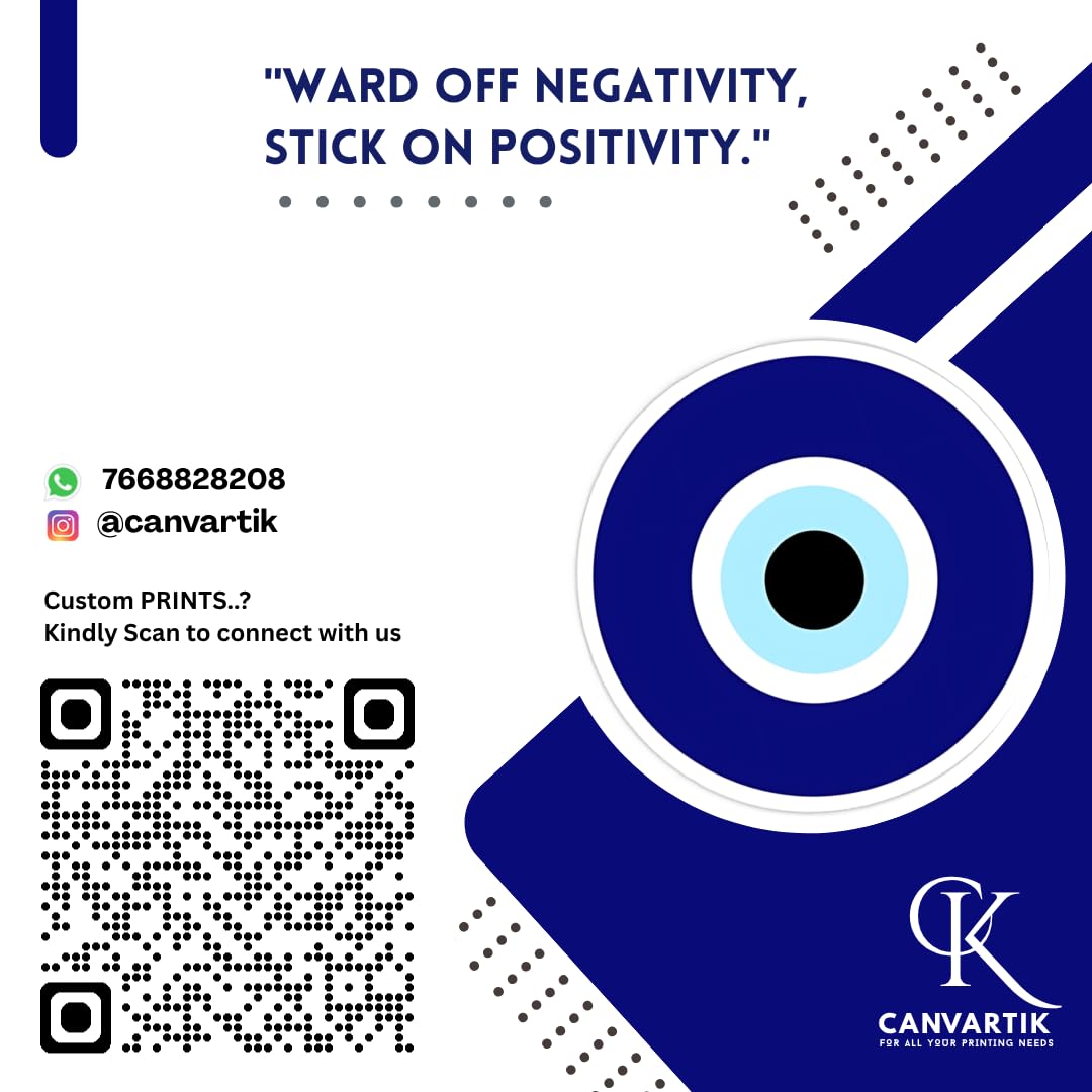 Canvartik Evil Eye Stickers – Set of 77 | 4 cm Round Pre-Cut Waterproof Stickers | Glossy Laminated Finish | Nazar Battu Design for Protection, Decor, Scrapbooking, Gifting | Fade Resistant (Classic) - Image 6