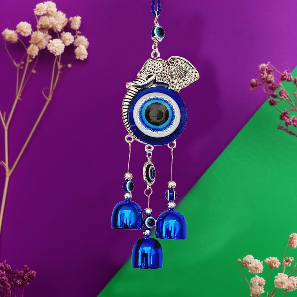 Snabs Evil Eye Car Mirror Hanging Accessories, Elephant Nazar Battu Ornament Wall Hanging for Protection, Good Luck Charm and Prosperity, Set of 2, 26 cm - Image 6