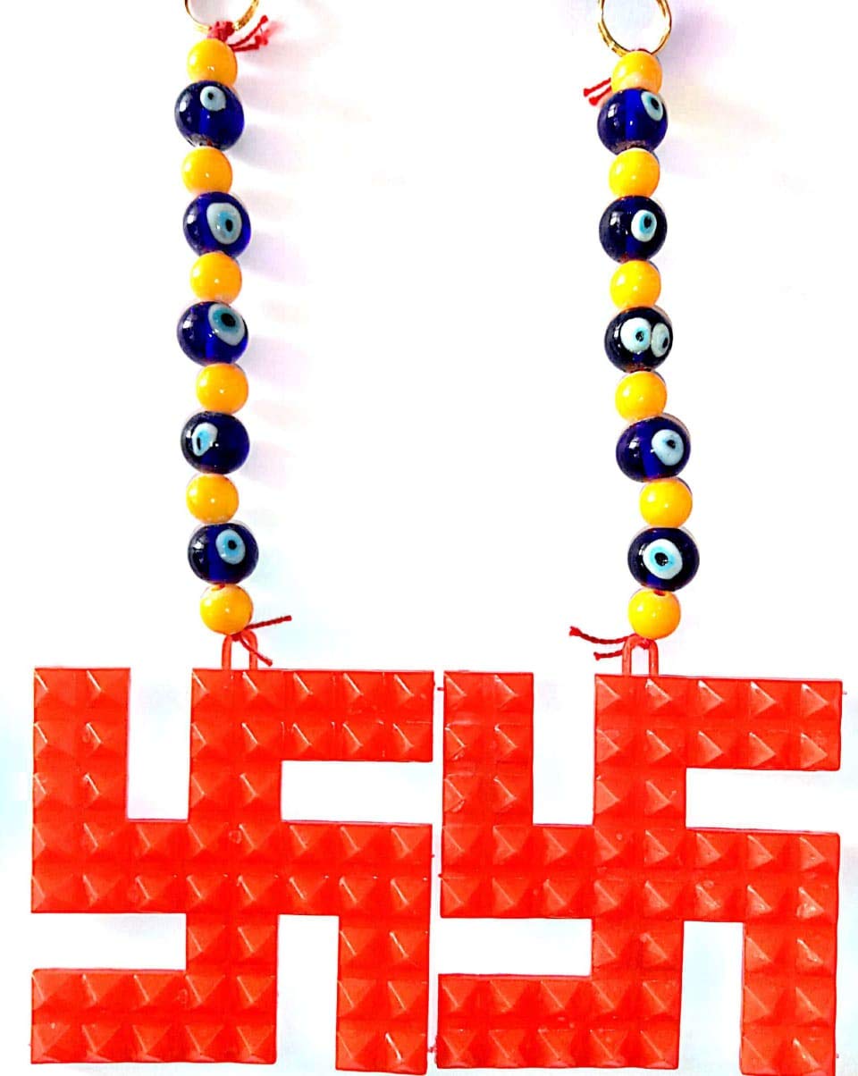 Shreenathji Evil Eye Swastik Pyramid Yantra Bell Hanging Feng Shui Vastu for Wealth Good Luck & Prosperity - Image 2