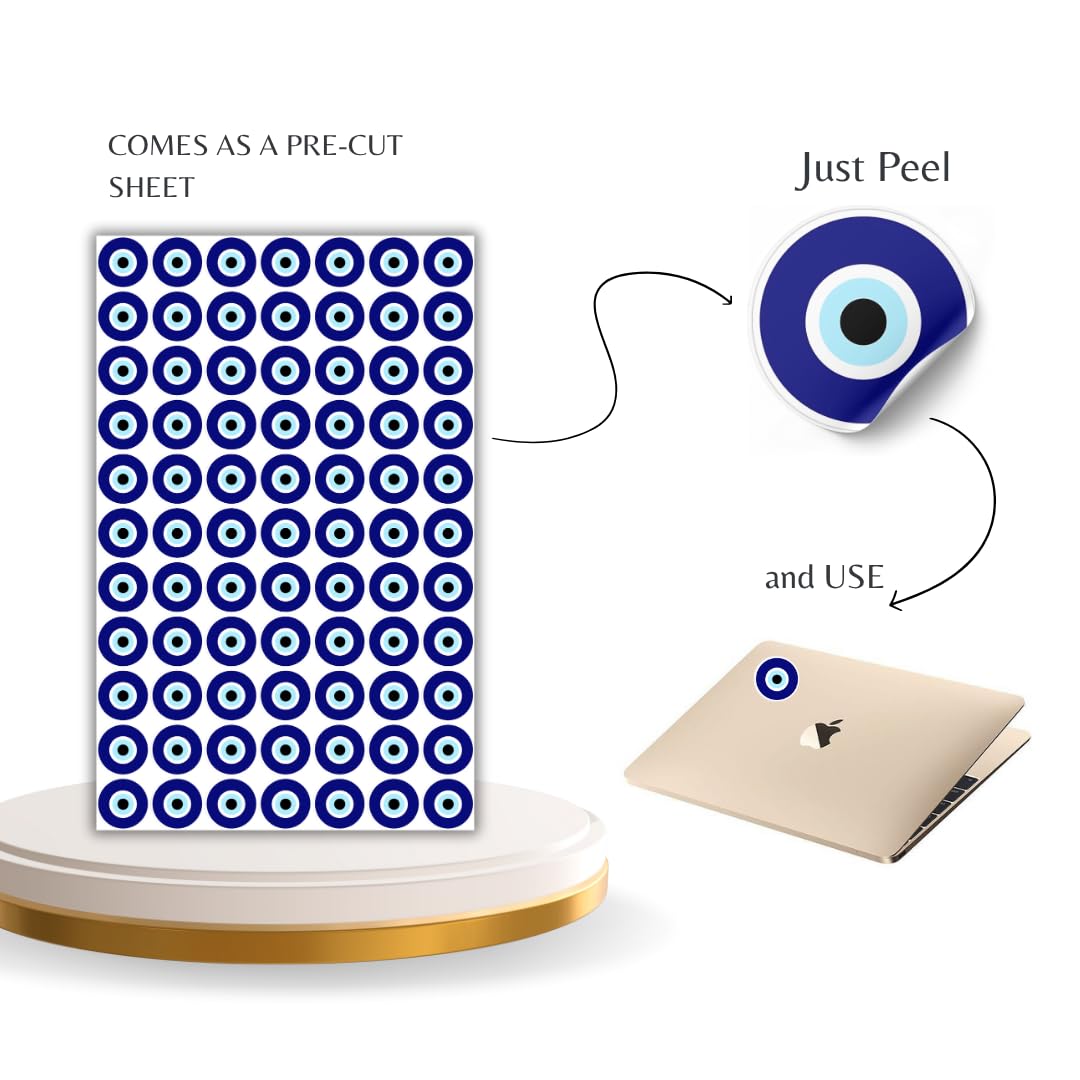 Canvartik Evil Eye Stickers – Set of 77 | 4 cm Round Pre-Cut Waterproof Stickers | Glossy Laminated Finish | Nazar Battu Design for Protection, Decor, Scrapbooking, Gifting | Fade Resistant (Classic) - Image 5