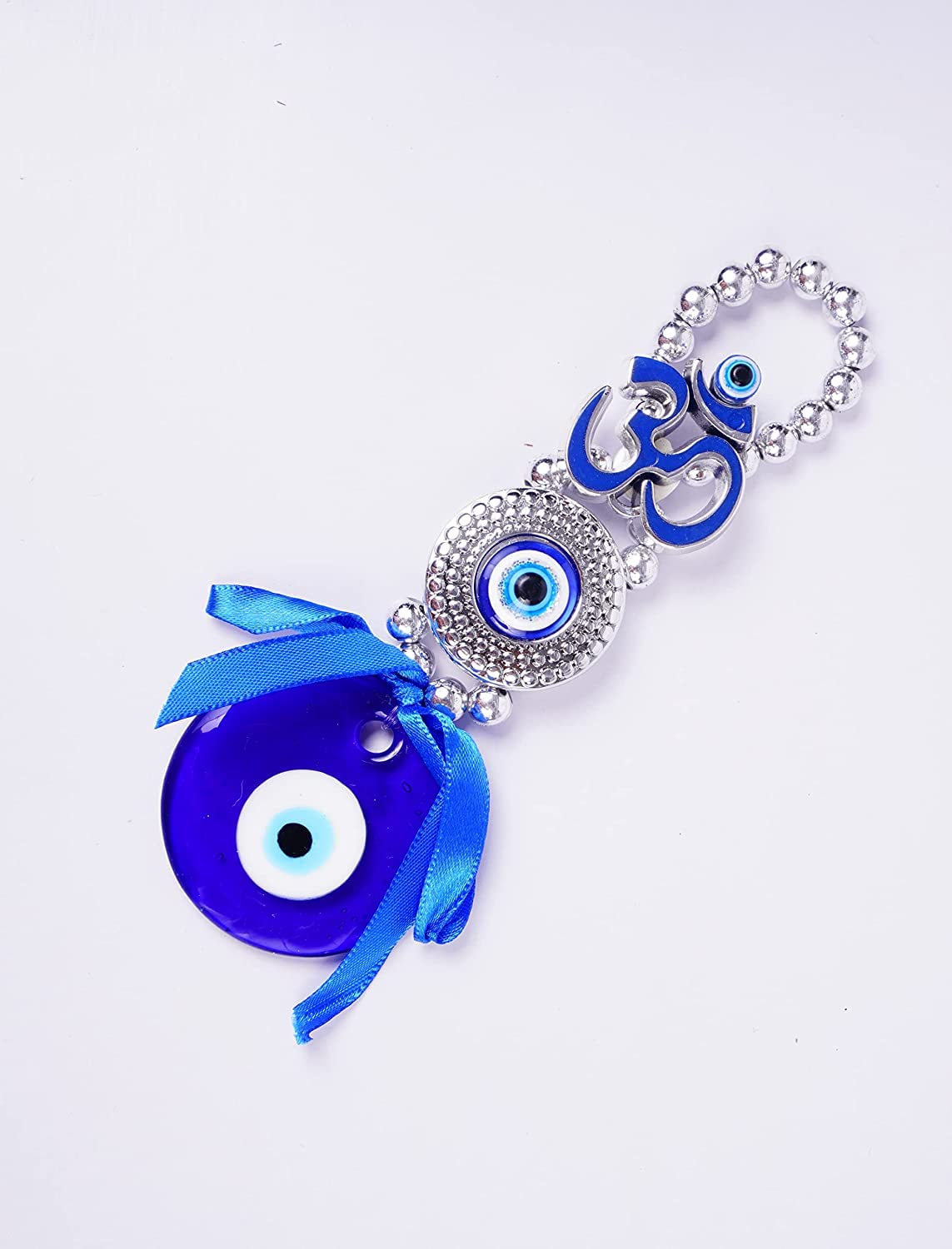 DT DECTONE Combo of White Shivling & Blue Evil Eye OM Design with Blue Pendant Decoration | Lucky OM Hanging Ornament Amulet for Car, Home and Office for Protection and Blessing - Image 5