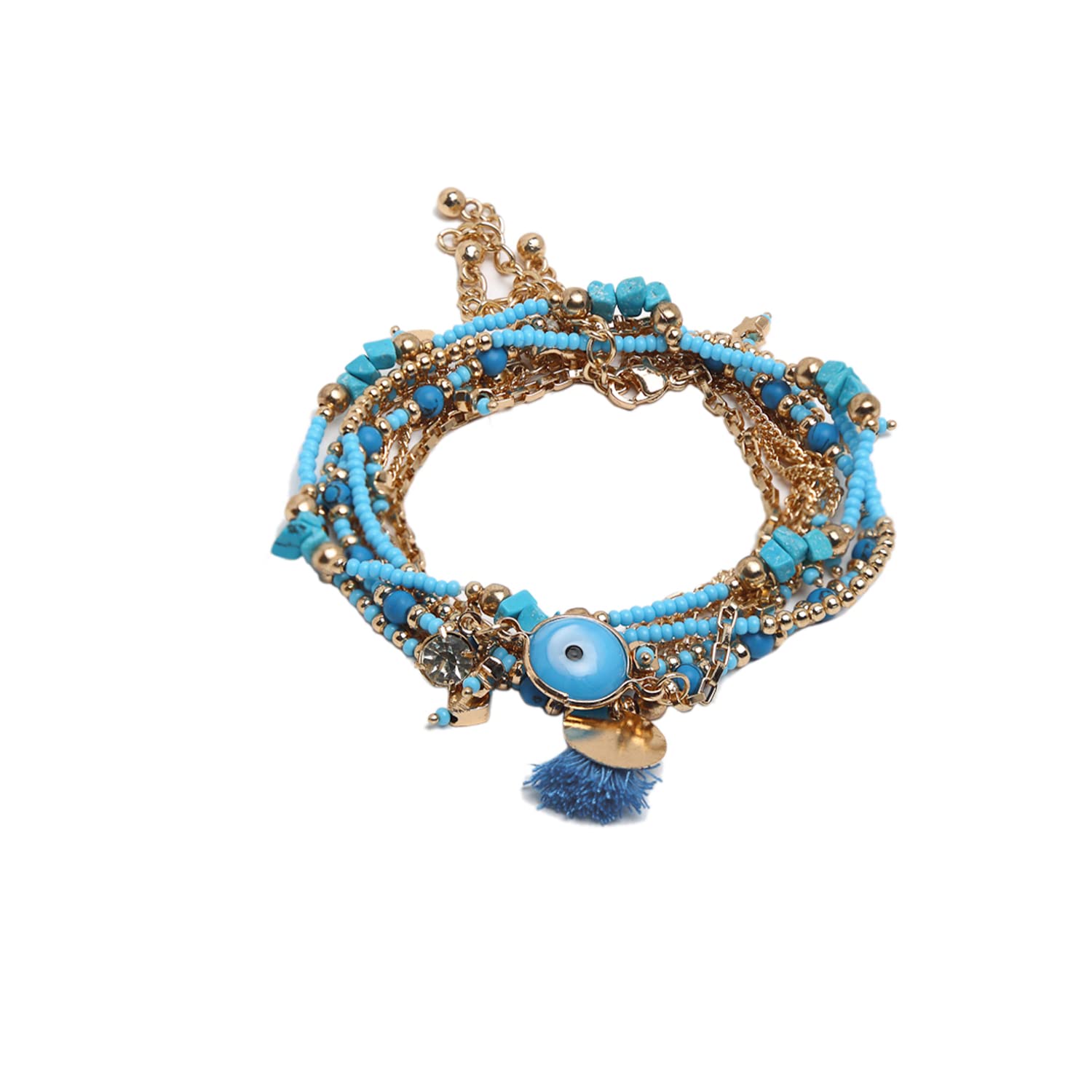 Evil eye metal chain charm baracelet set - Image 2