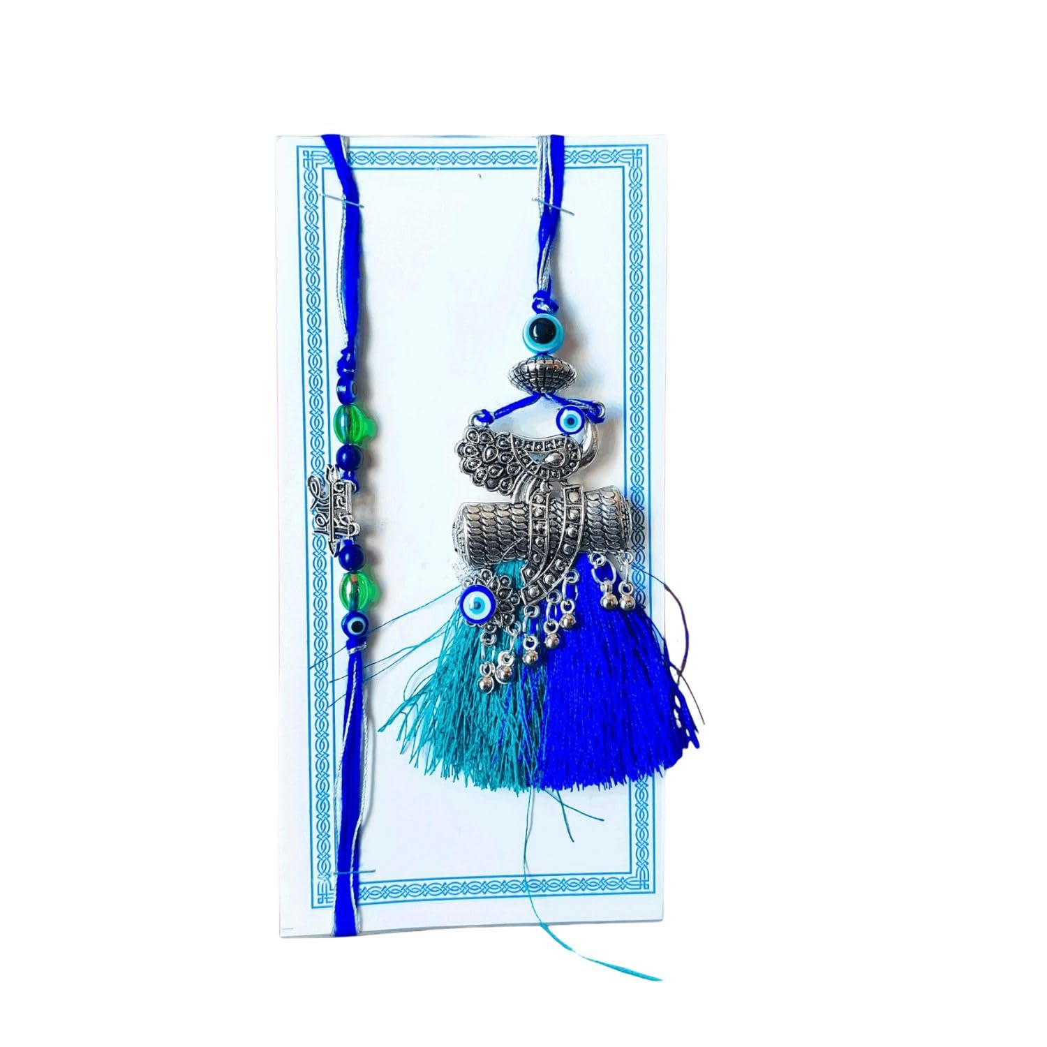 Evil Eye Rakhi for Set brother and bhabhi | Designer Evil Eye Hand Rakhi Set with Roli Chawal and Raksha Bandhan Greeting Card For Men | Rakshabandhan, Premium evil eye raakhis - Image 6