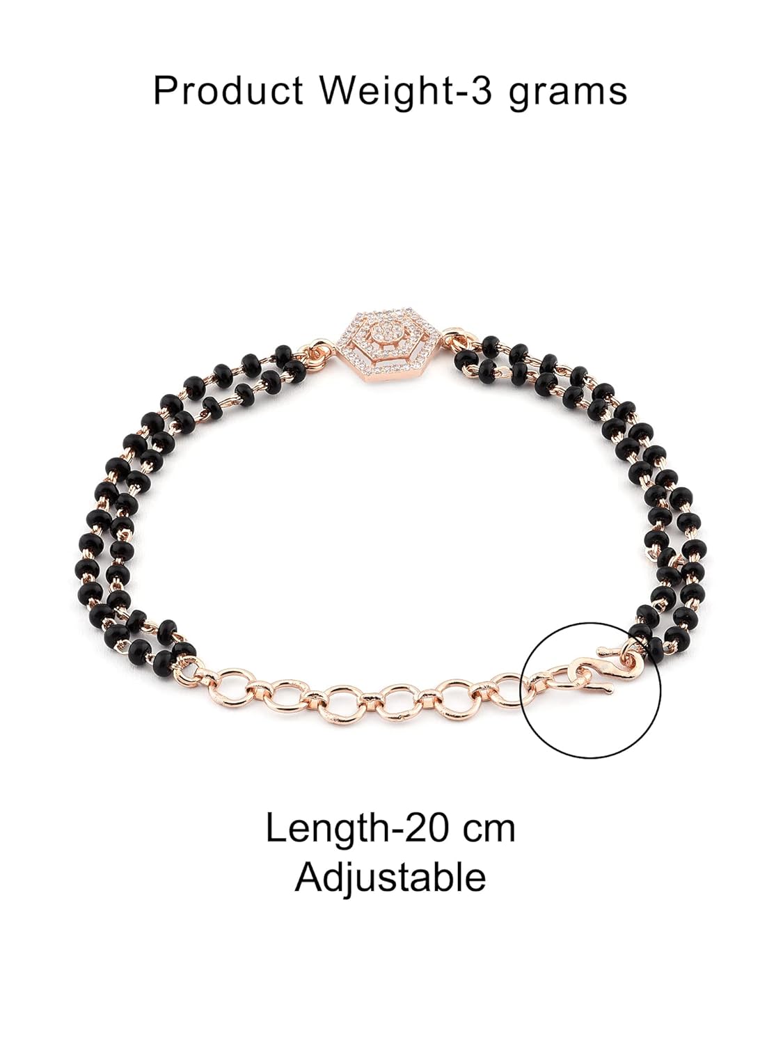 ZAVERI PEARLS Rose Gold Contemporary Cubic Zirconia Mangalsutra Bracelet For Women-ZPFK12639 - Image 6