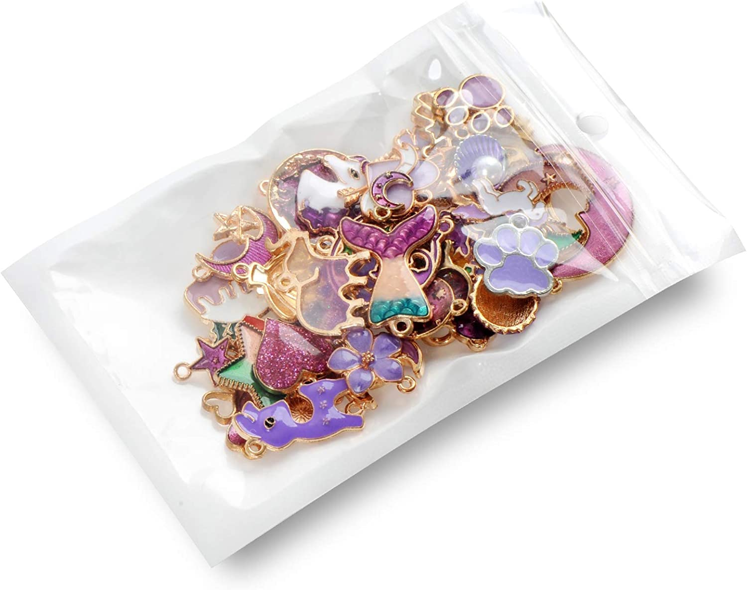 Street27® 1 Set 31pcs DIY Mixed Assorted Gold Plated Enamel Charm Unicorn Flower Dress Fish Shell Moon Star Animals Pendant DIY for Necklace Bracelet Jewelry Making and Crafting Charms - Image 8
