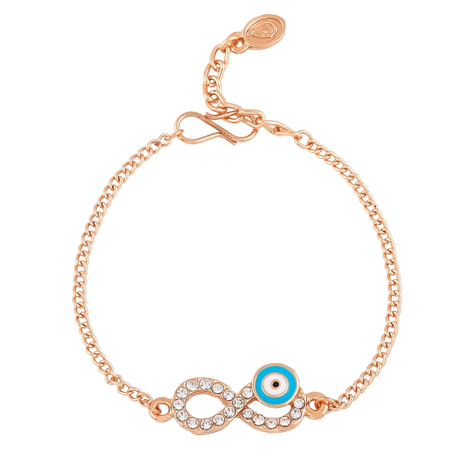 Estele Rose Gold Plated Sparkling Infinity Evil Eye Bracelet for Girls and Women's - Image 6