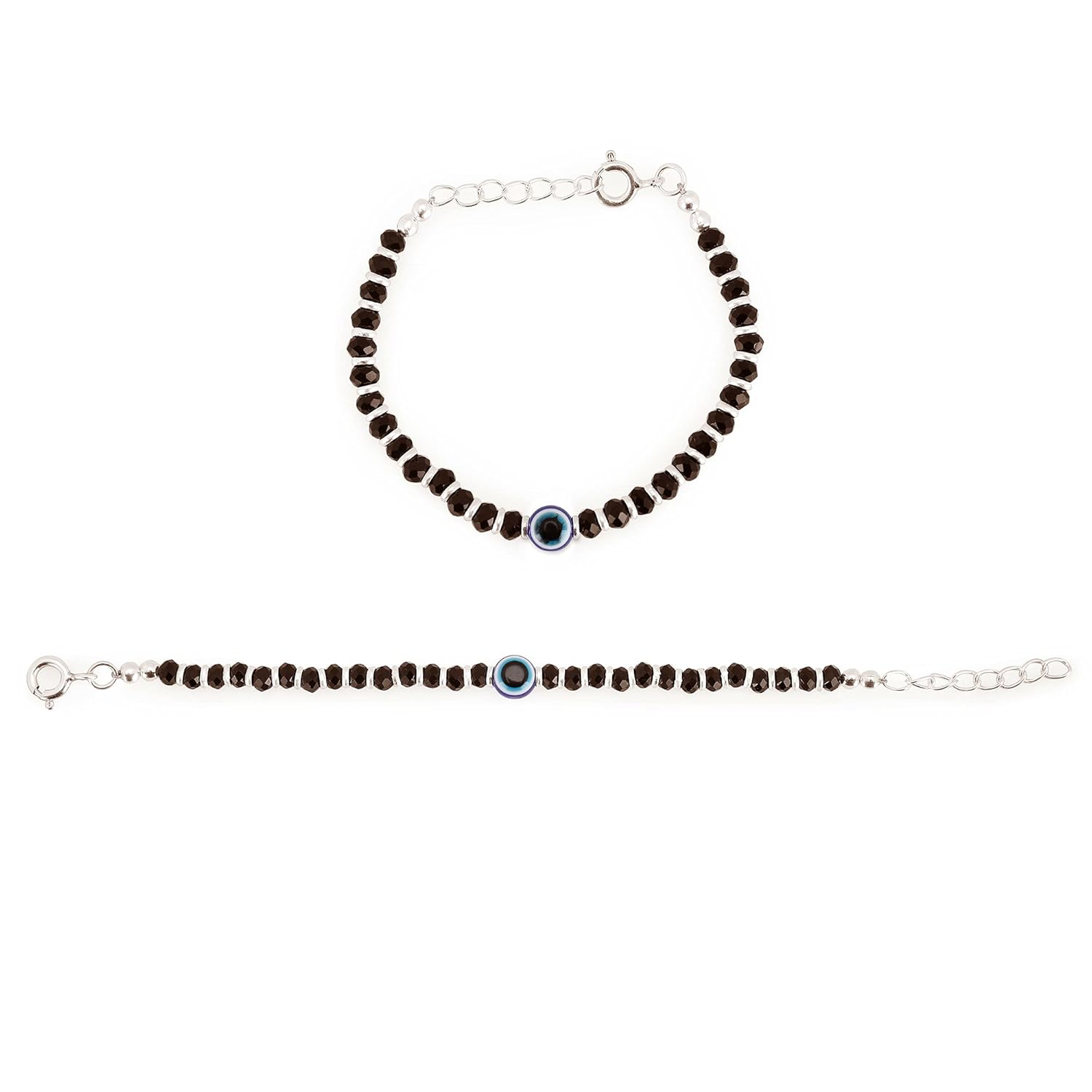Jewelquick Designed 925 Sterling Silver Evil Eye Baby Nazariya Bracelet for Baby boys & Girls | Comfortable & Adjustable | Weight 5 gm (6month - 2 years) - Image 2