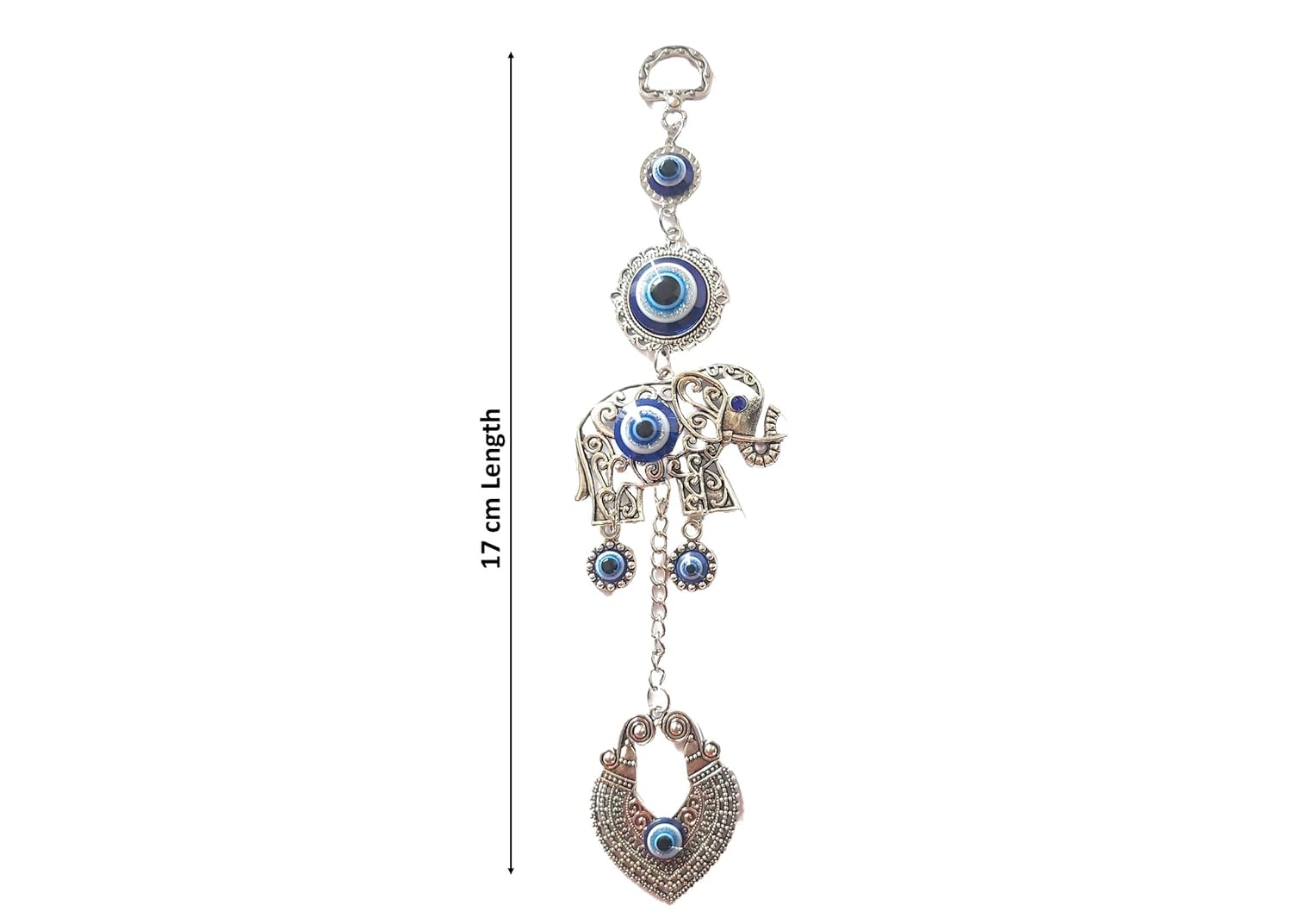 Goodmarts Blue Turkish Evil Eye Hanging for Home Entrance Wall, Door, Car Protection, Prosperity, Charm & Luck, Evil Eye Charm Set of 1 Gift Item 20 cm. (Elephant with Charm) - Image 4