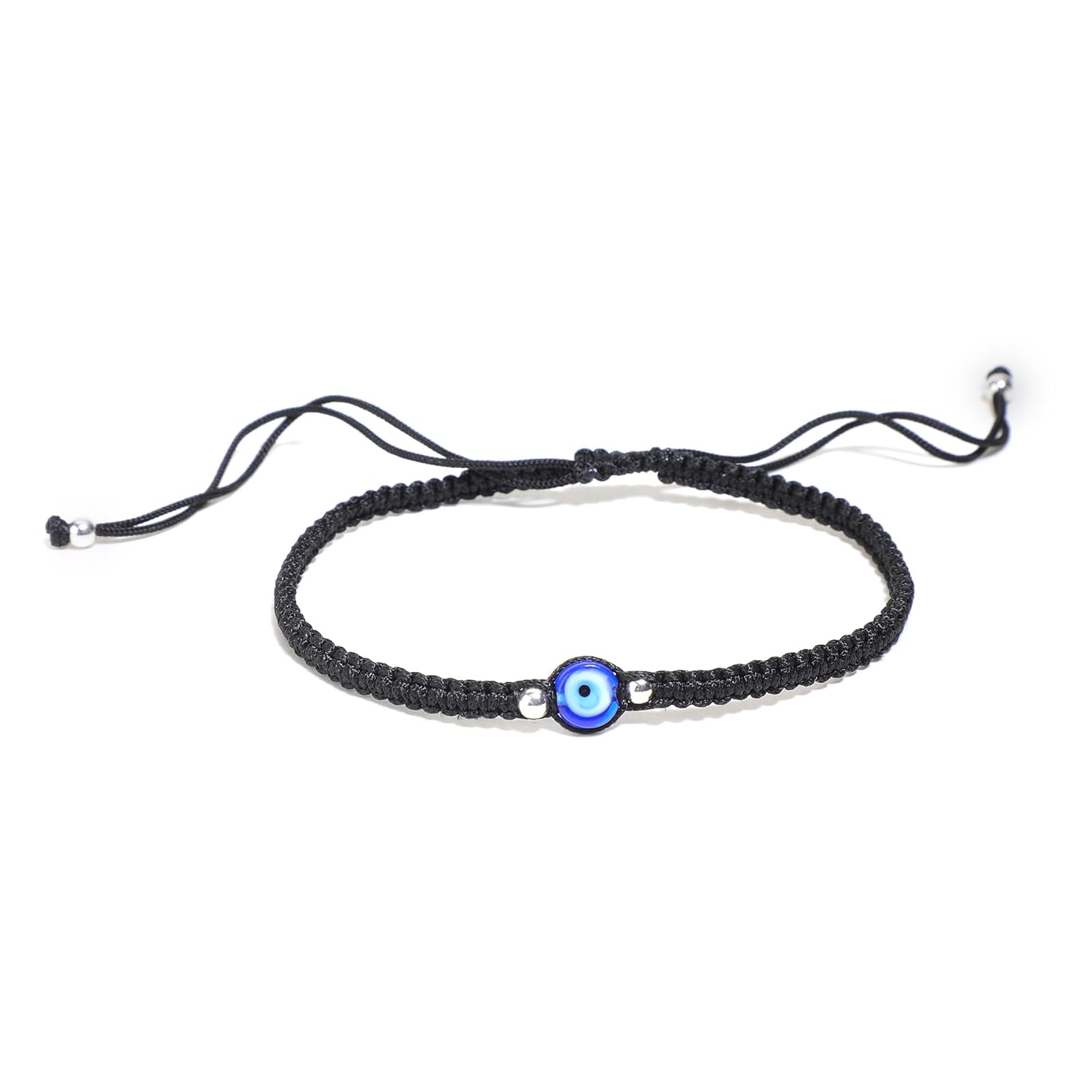 DHRUVS COLLECTION 925 Pure Silver Adjustable Black Thread Evil Eye Bracelet For Girls & Women - Image 2