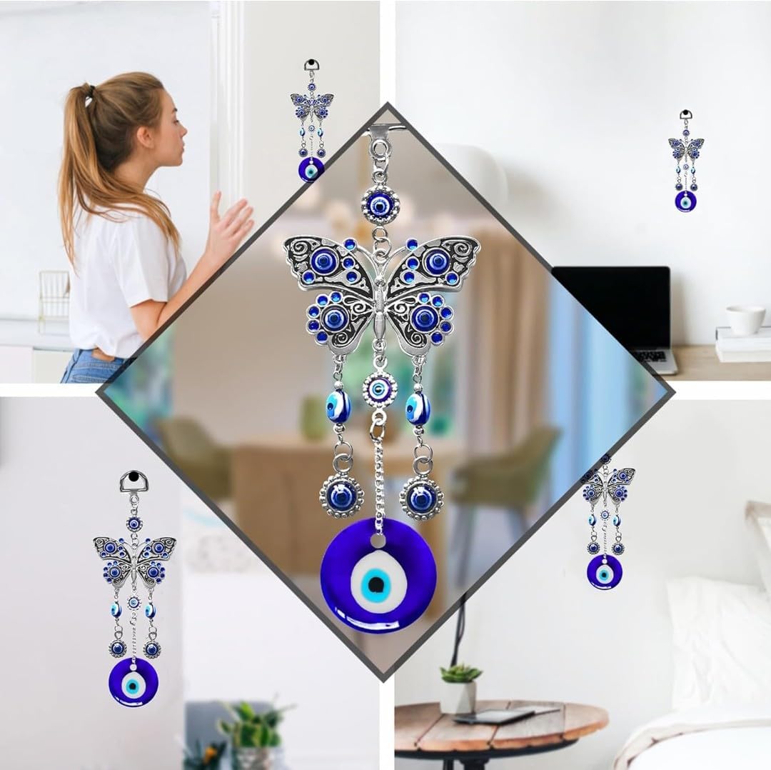 LUKAPLUS® Turkish Om Evil Eye Hanging for Home Entrance Door,Wall,Car Pendant Dashboard Ornament Good Luck and Prosperity Diwali Decoartion Gift Items|Lucky Om Nazar Battu (Blue) - Image 3