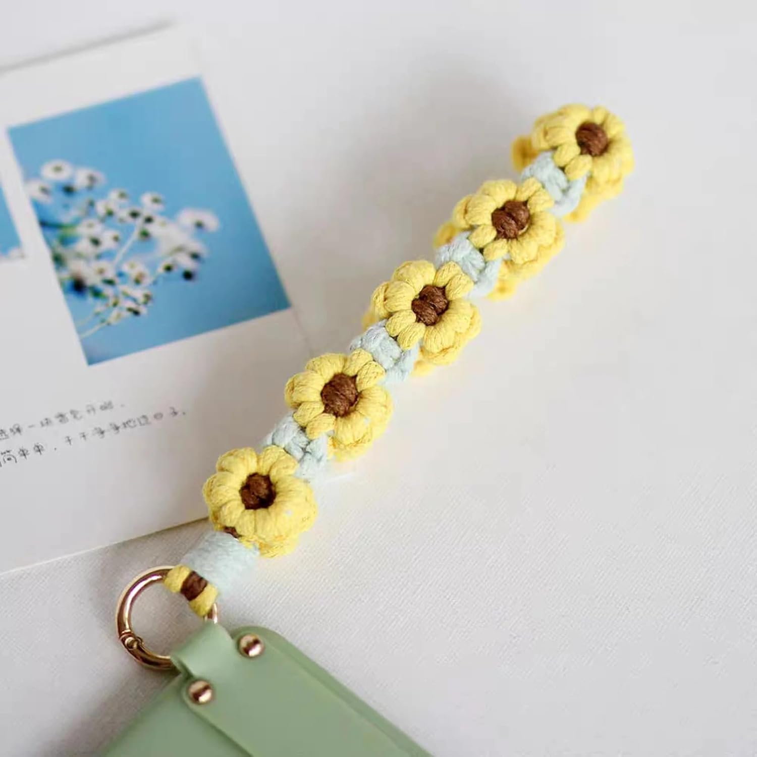 Azeem mart Macrame Flower Keychain Bag Charms & Backpack Charms Personalised Macrame Keyring,Boho Knitting Keychain, Birthday/Boho Gift Idea - Image 9