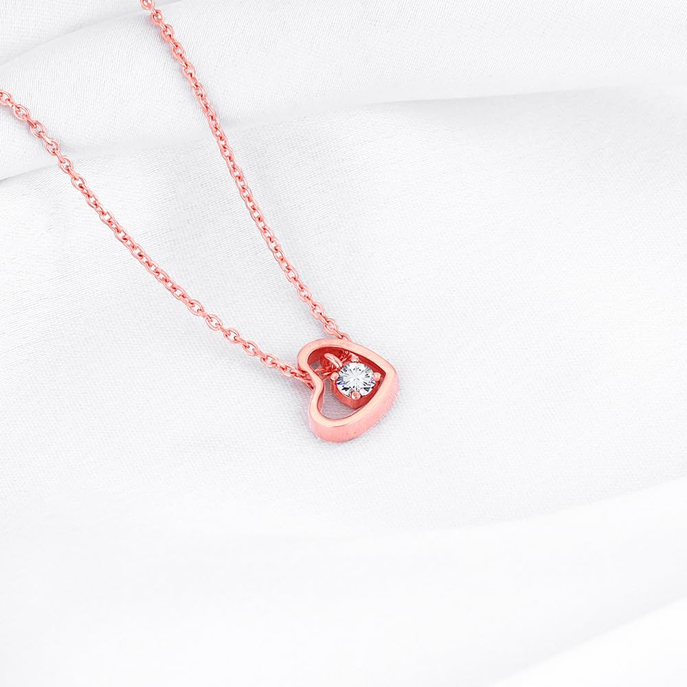 GIVA 925 Silver Rose Gold Whole Heart Necklace| Gifts for Girlfriend,Pendant to Gift Women & Girls | With Certificate of Authenticity and 925 Stamp | 6 Month Warranty - Image 4