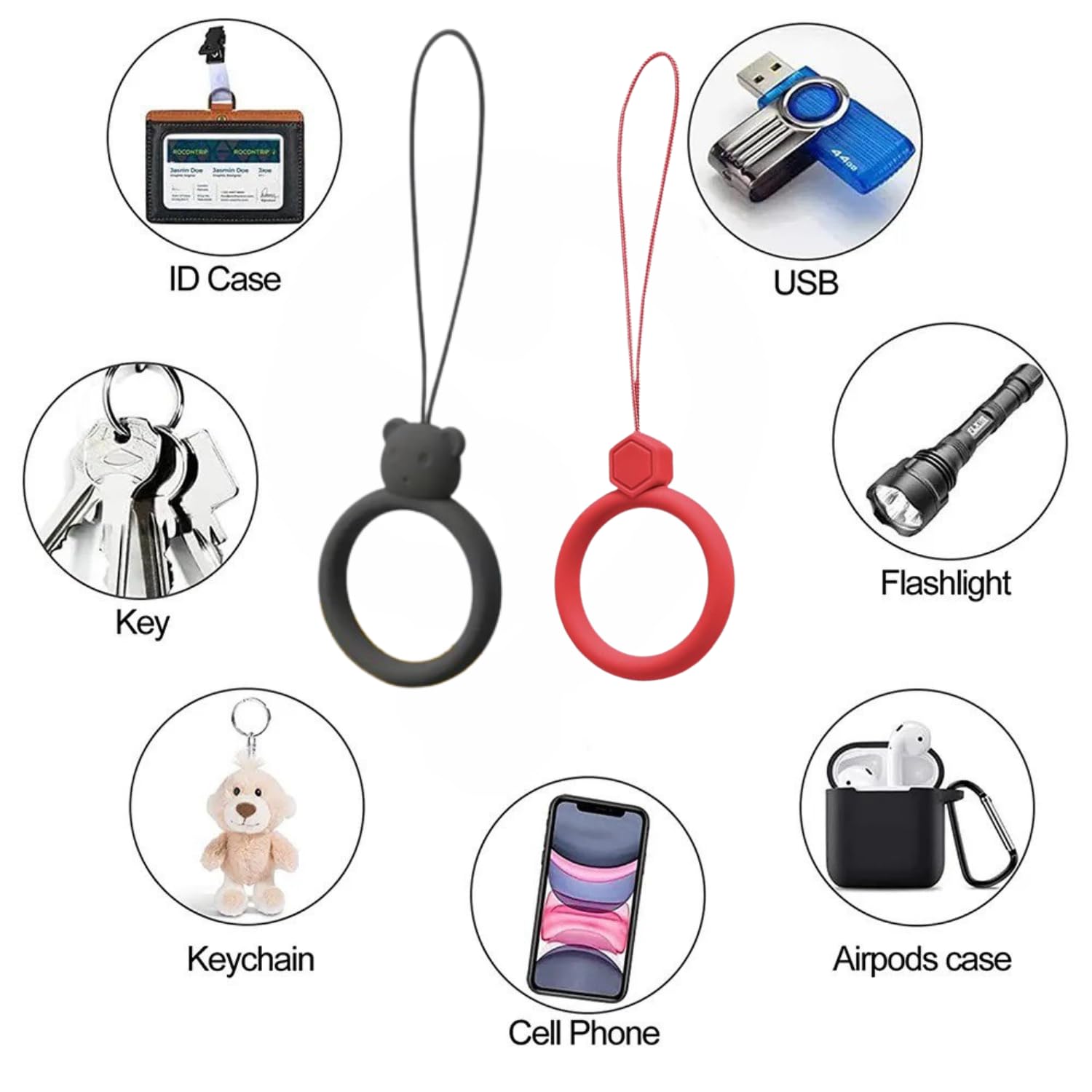 KICKZU cell phone lucky charm Keychain Silicone Finger Ring Lanyard for Mobile Phones Hanging thread Strap Anti-Slip ideal for Cameras keys pen drive electronics accessories - Image 5