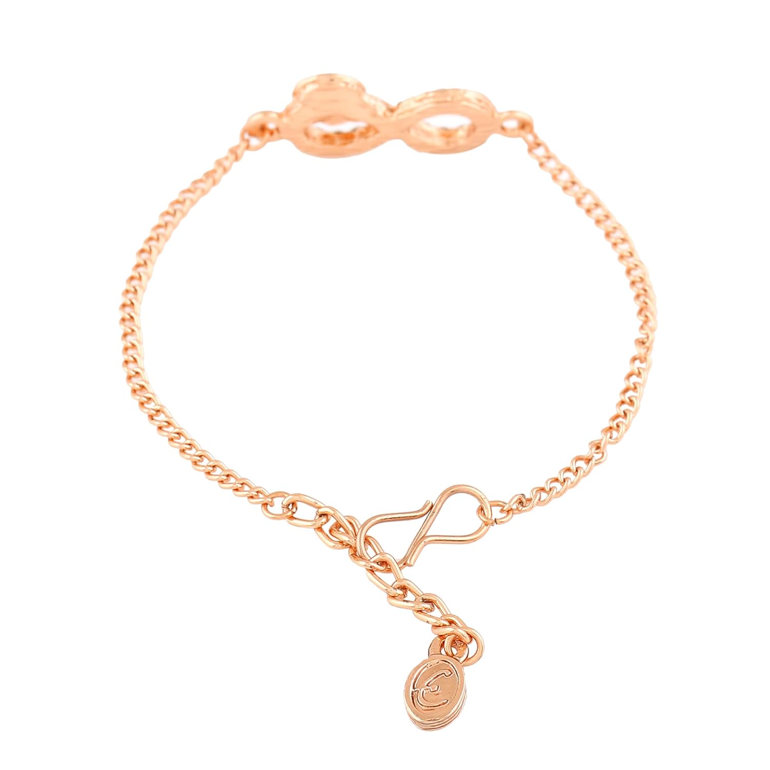 Estele Rose Gold Plated Sparkling Infinity Evil Eye Bracelet for Girls and Women's - Image 8