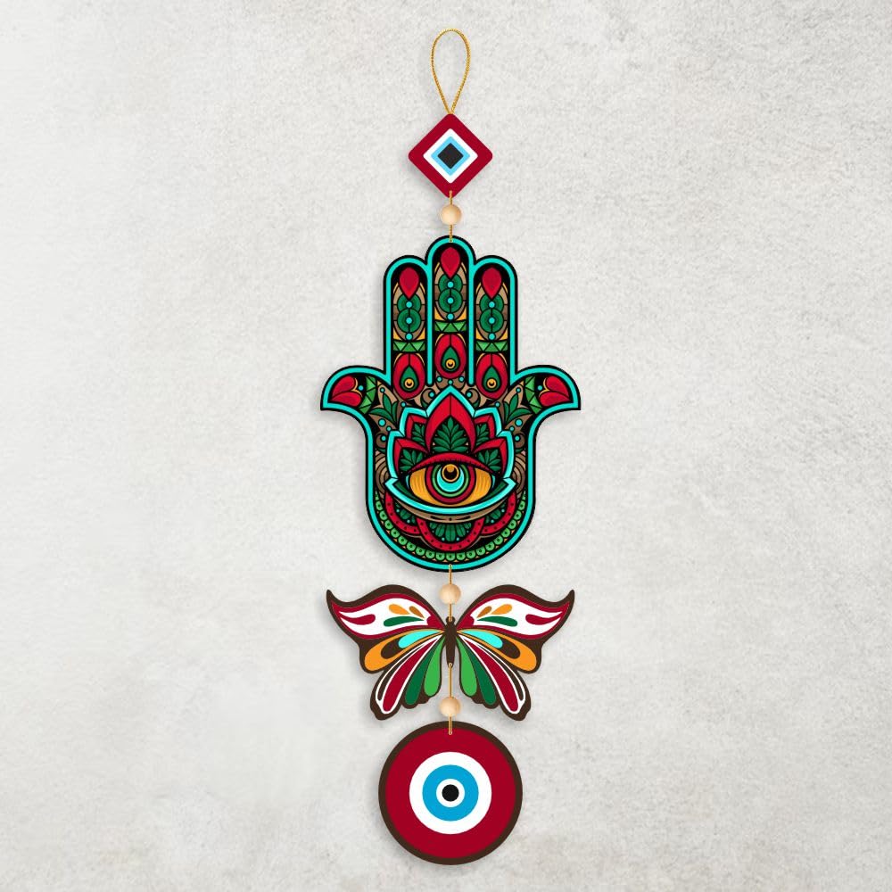 Nupur Studios “Hamsa Hand Butterfly Evil Eye” Hanging for Home decor/positive energy/Hamsa Hand/Handcrafted item/Wall Art/Decor/House Decor/Offices/Decoration/Good Luck Charm/Prosperity - Image 2