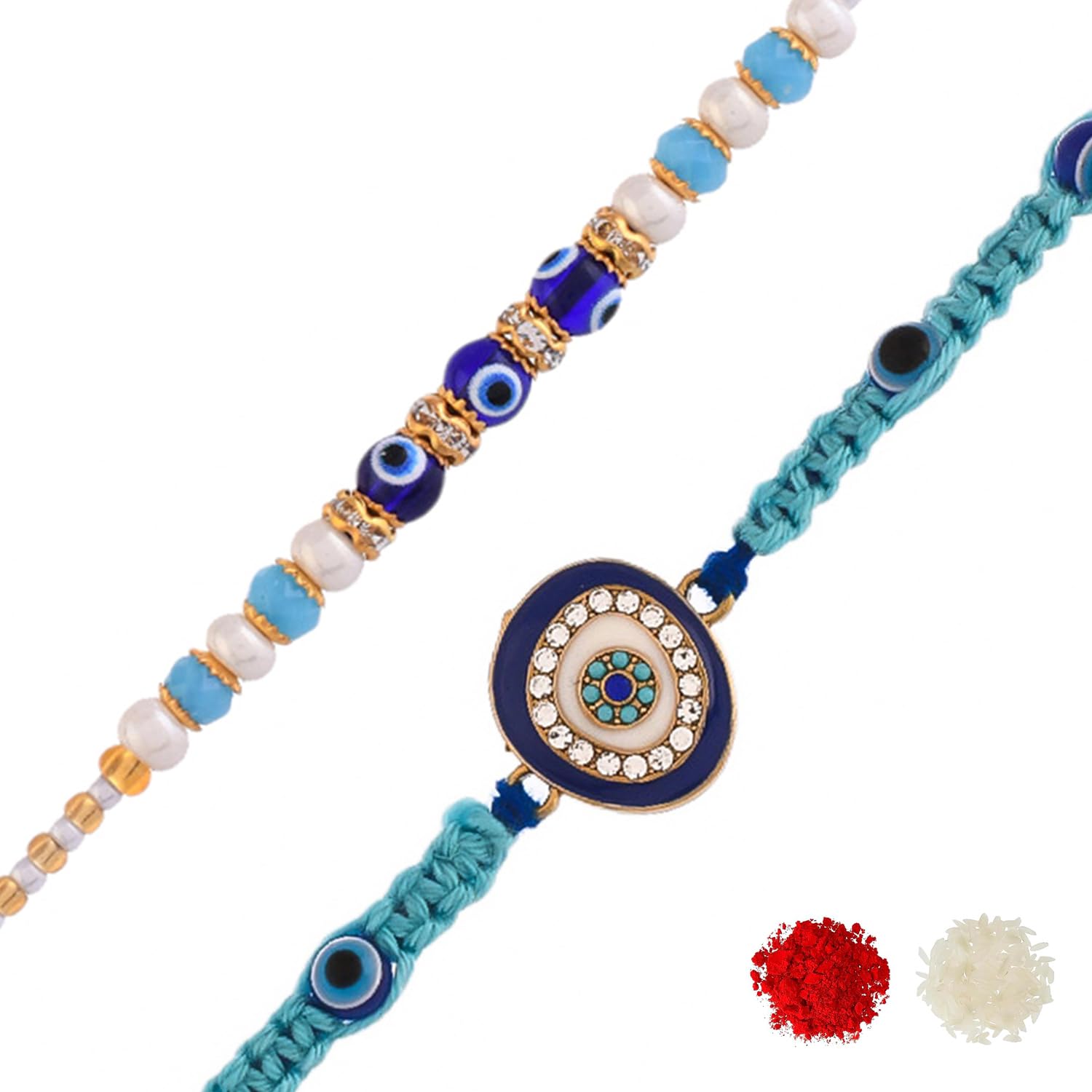 VOYLLA Pack Of 2 Evil Eye Charms Men's Rakhis|Pack Of 2 Rakhi|Rakhi For Brother|Rakhi Combo| - Image 2