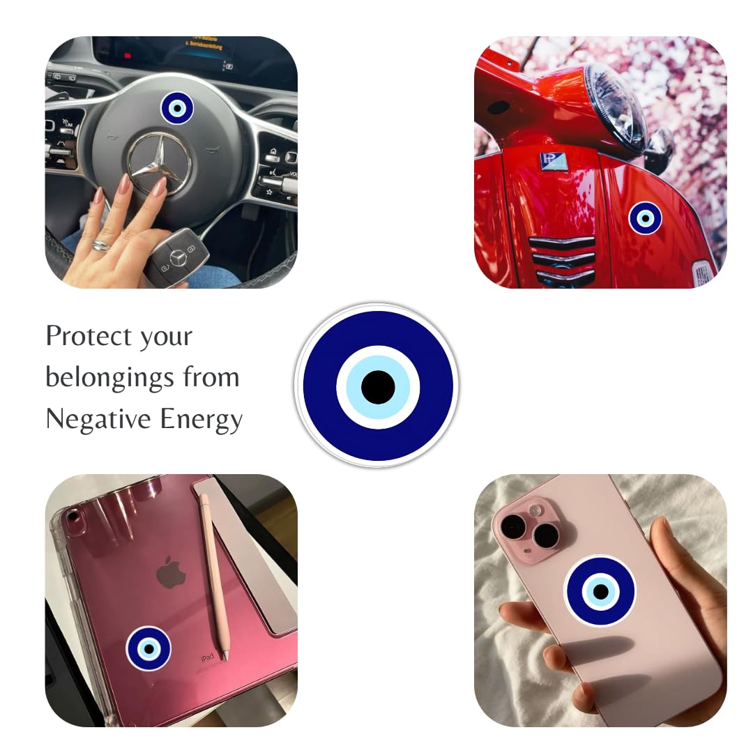 Canvartik Evil Eye Stickers – Set of 77 | 4 cm Round Pre-Cut Waterproof Stickers | Glossy Laminated Finish | Nazar Battu Design for Protection, Decor, Scrapbooking, Gifting | Fade Resistant (Classic) - Image 3