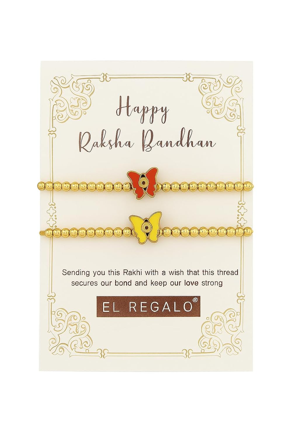 El Regalo 2PCs Evil Eye Rakhi Combo for Brother – Stylish Beaded & Thread Set with Roli Chawal – Raksha Bandhan Pack for Bhaiya, Boys, Girls, Men – Comes on Designer Rakhi Card - Image 2