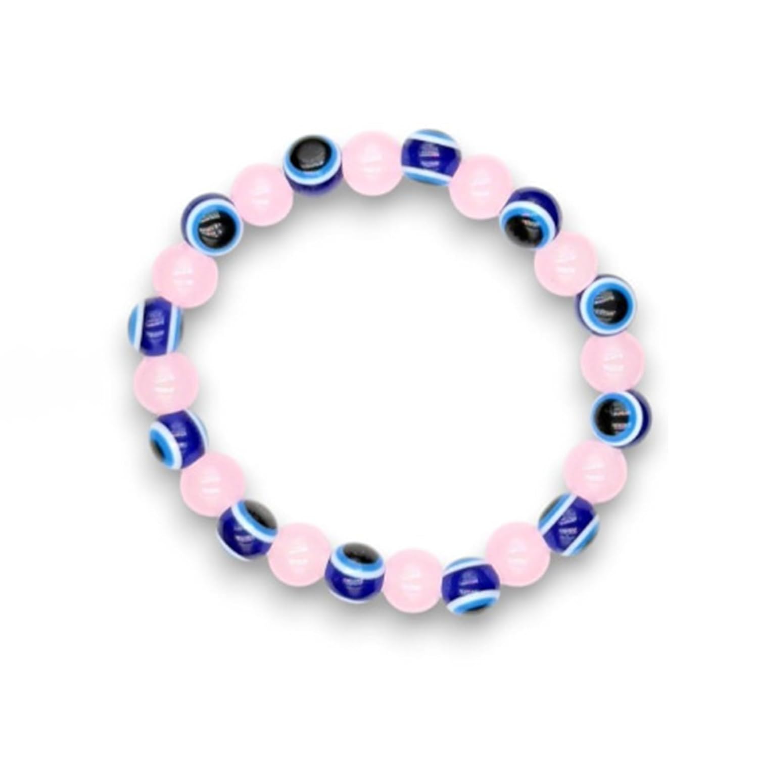 Gehena by Estele Stylish Evil Eye Charm Beaded Bracelet for Men & Women: Pink & Blue Evil Eye Beads Wristwear for Positivity & Protection |Stretchable Bracelet for Everyday Wear – OSAK008-IRPNBL BR - Image 7