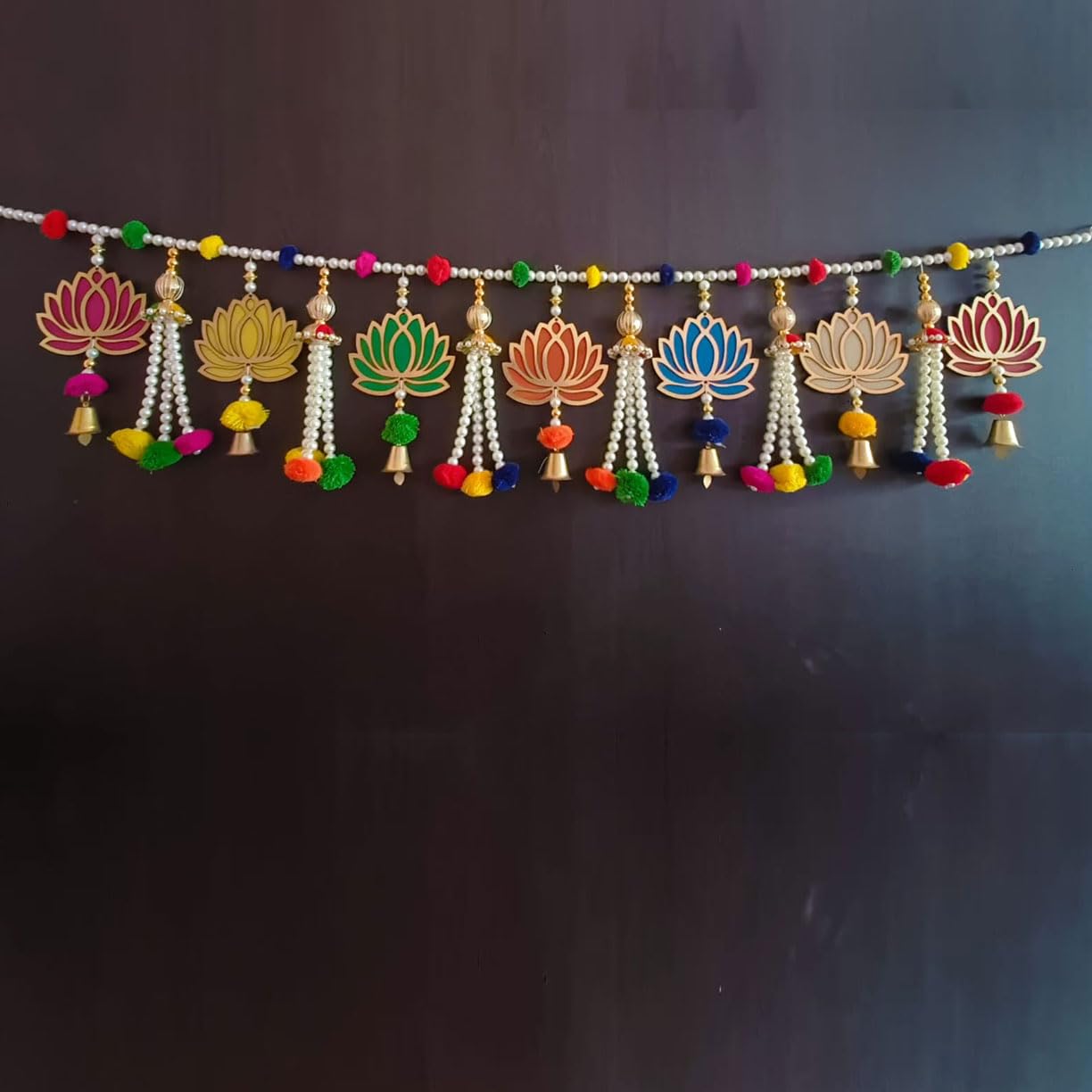 GIFT JAIPUR Handcrafted Door Hanging Lotus Style Bandarwal Thoran (TL-24) -Diwali Inauguration Wedding Festival New Year Home Decor Pooja (40 Inch X 8 Inch) - Image 2