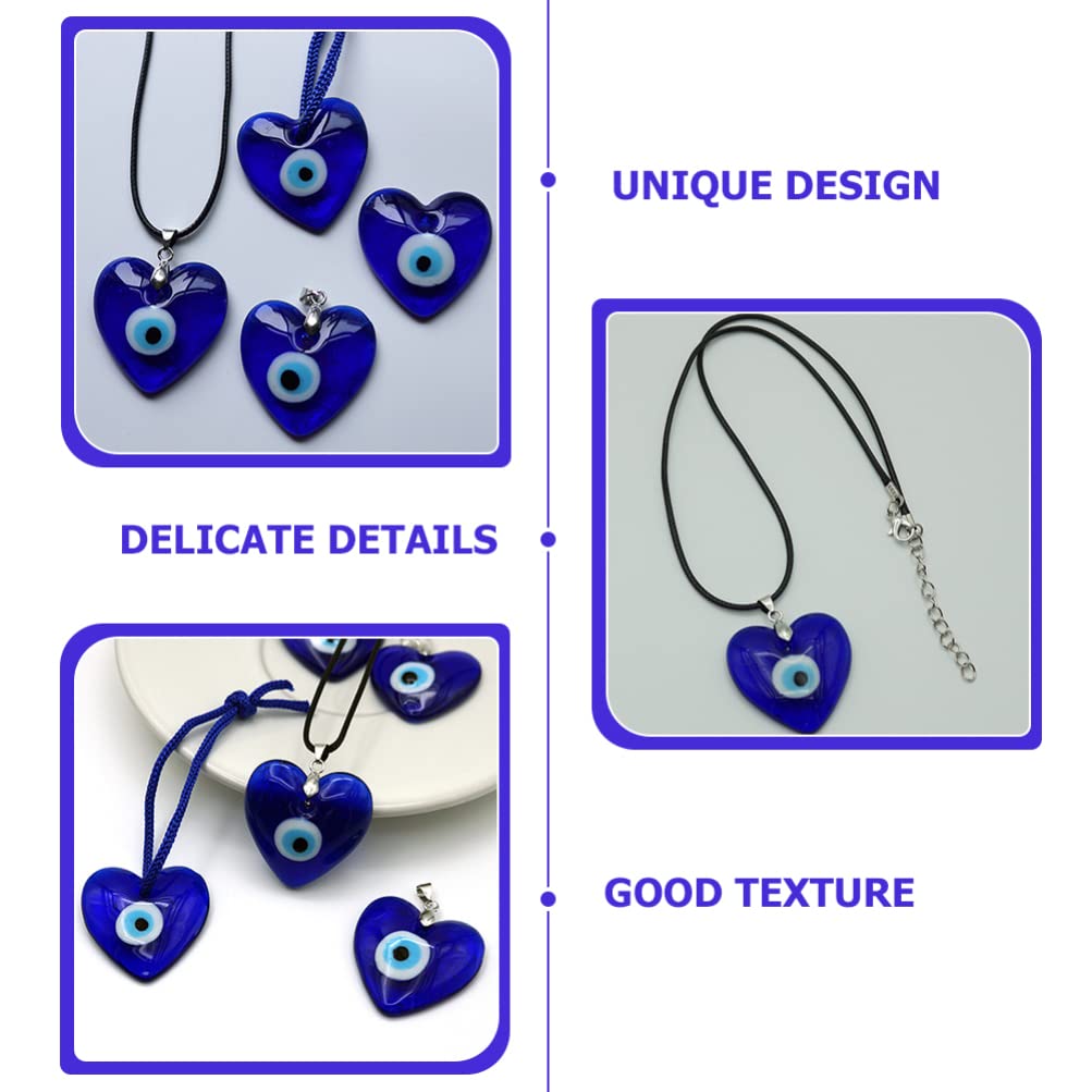 Evil Eye Pendant Necklace Heart Shape Glass Turkish Blue Eye Lucky Necklace for Women Men Jewelry - Image 9