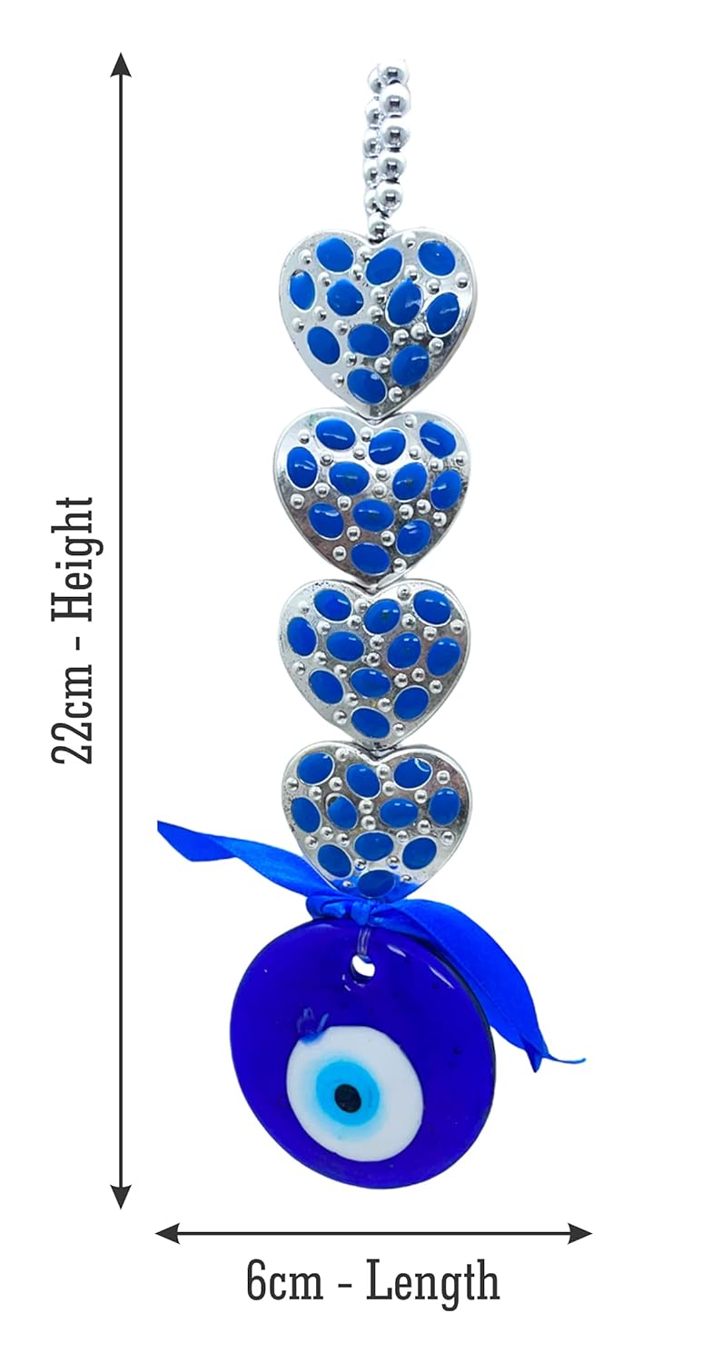Natchcart Decorative Blue Set of 1 Four Hearts Turkish Evil Eye Hanging for Home Protection, Good Luck Charm and Prosperity, Interior Wall Hanging Showpiece (FS-2628 Evil Eye) - Image 3