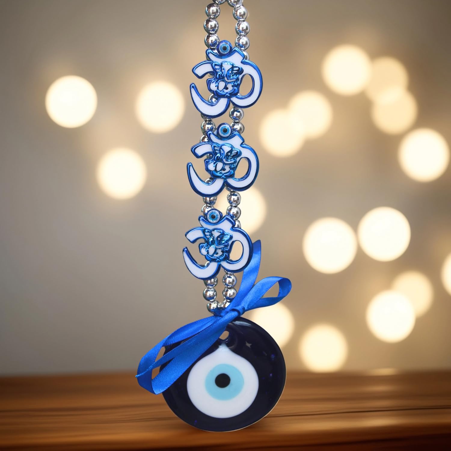 3K Threek Authentic Handcrafted Charm Traditional Pendant Turkish Triple OM Lord Ganesha Evil Eye Hanging Nazar battu Ornament Home Decor feng Shui for Office,Entrance and car Hanging (OM Ganesha) - Image 7