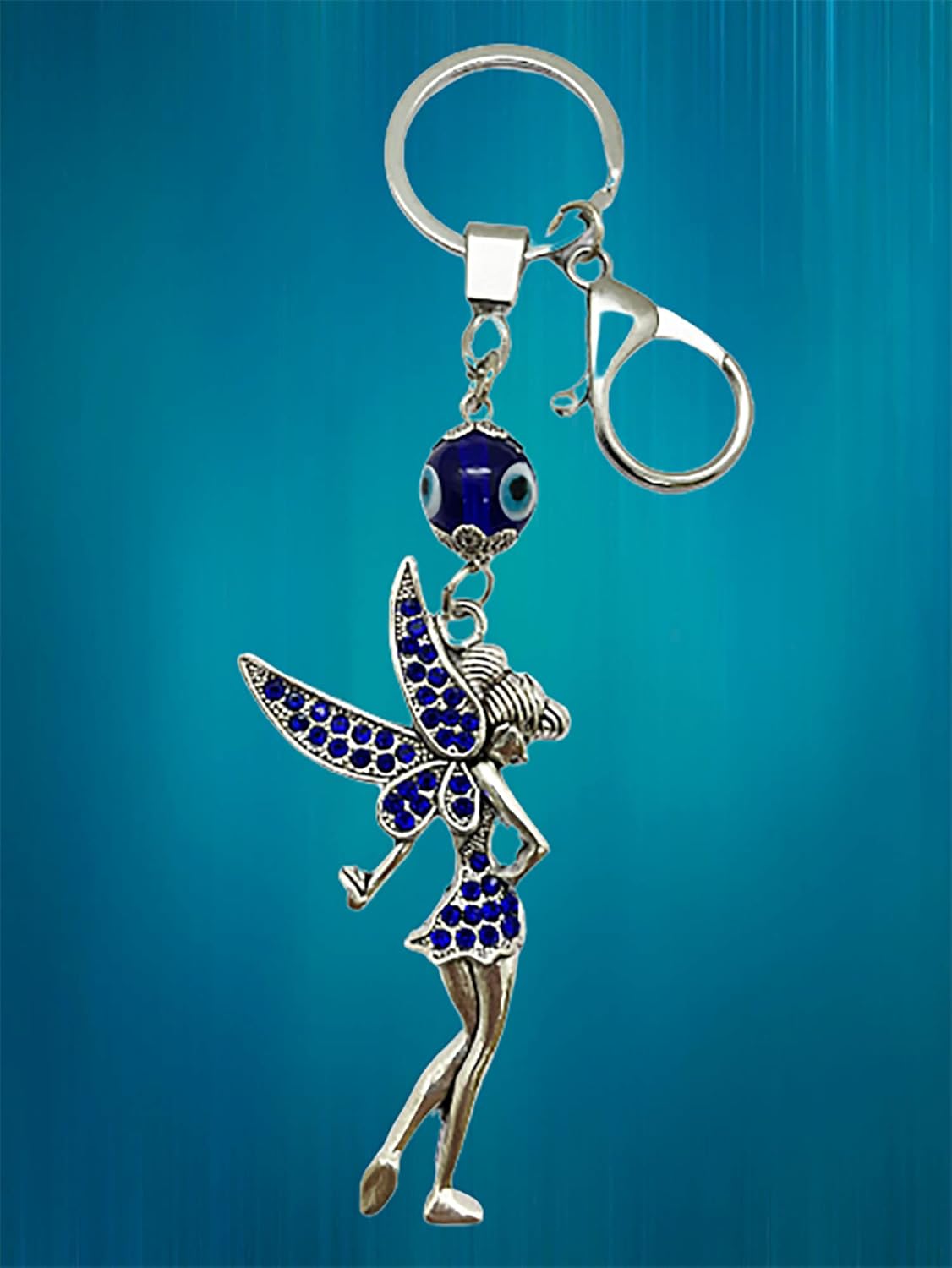 Natchcart Blue Evil Eye with Key Shape Keychain For Bike/Car Gifting With Key Ring Anti-Rust - Image 9