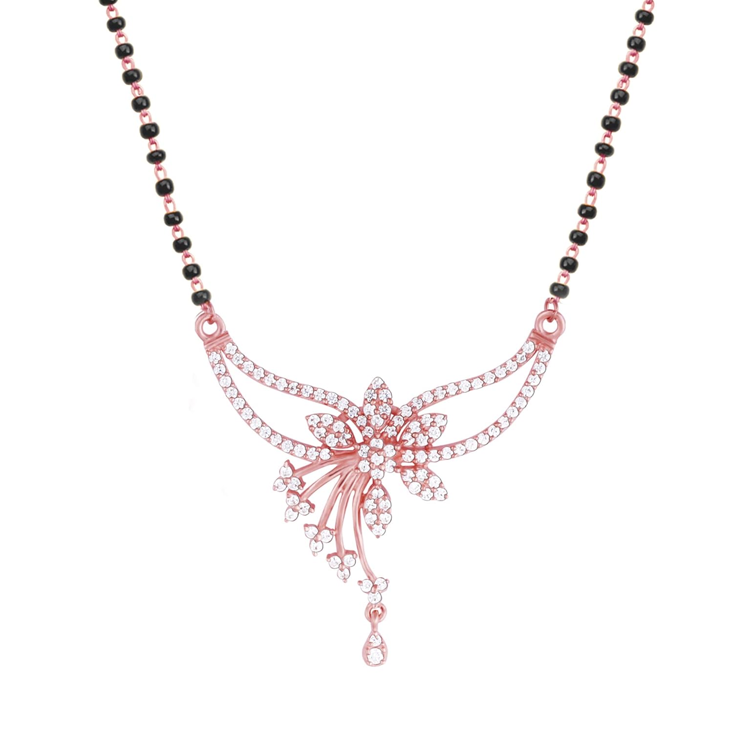 GIVA 925 Silver 18k Gold Plated Rose Gold Plated Mangalsutra Sets | Gifts for Women |Black Bead Necklace - Image 2