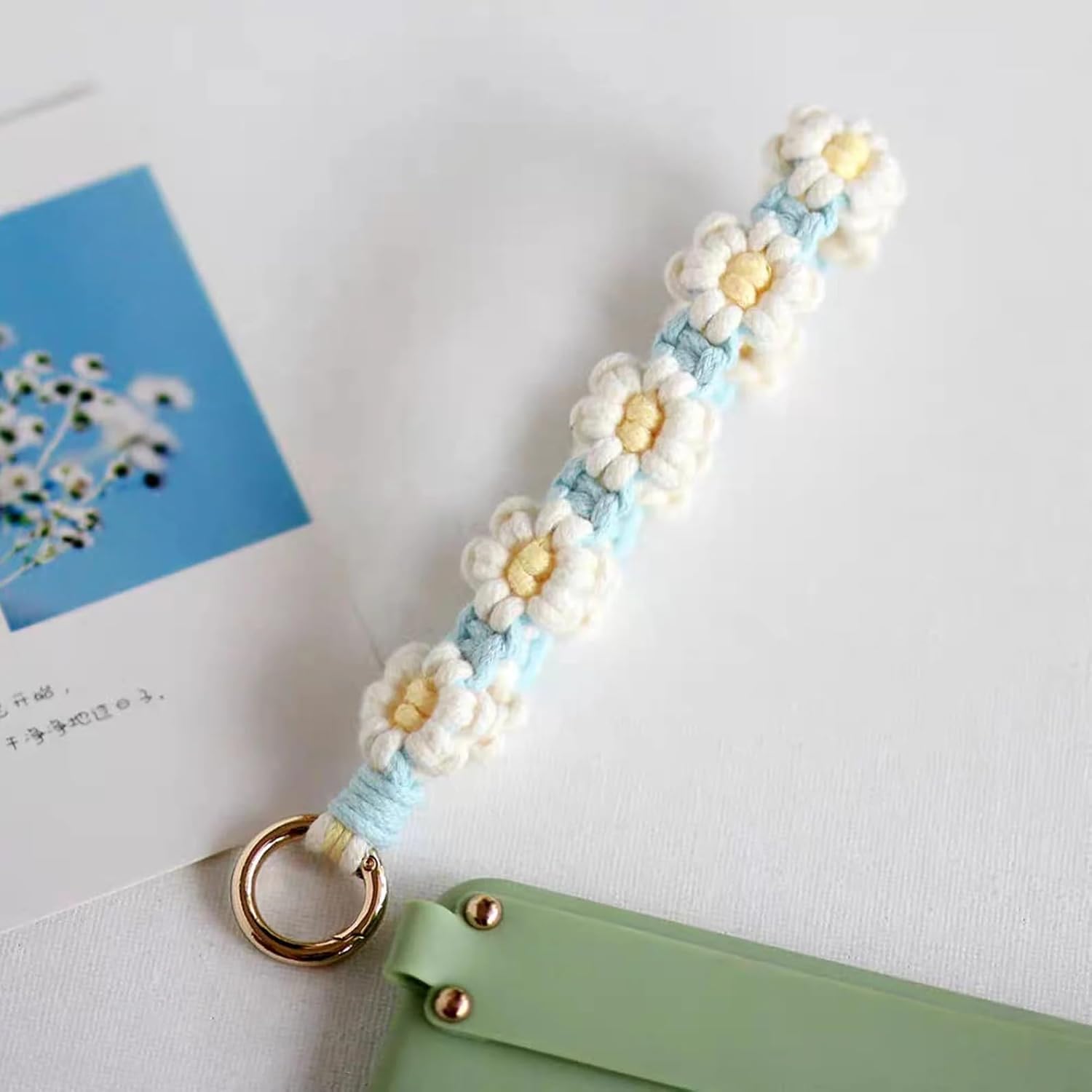 Azeem mart Macrame Flower Keychain Bag Charms & Backpack Charms Personalised Macrame Keyring,Boho Knitting Keychain, Birthday/Boho Gift Idea - Image 4
