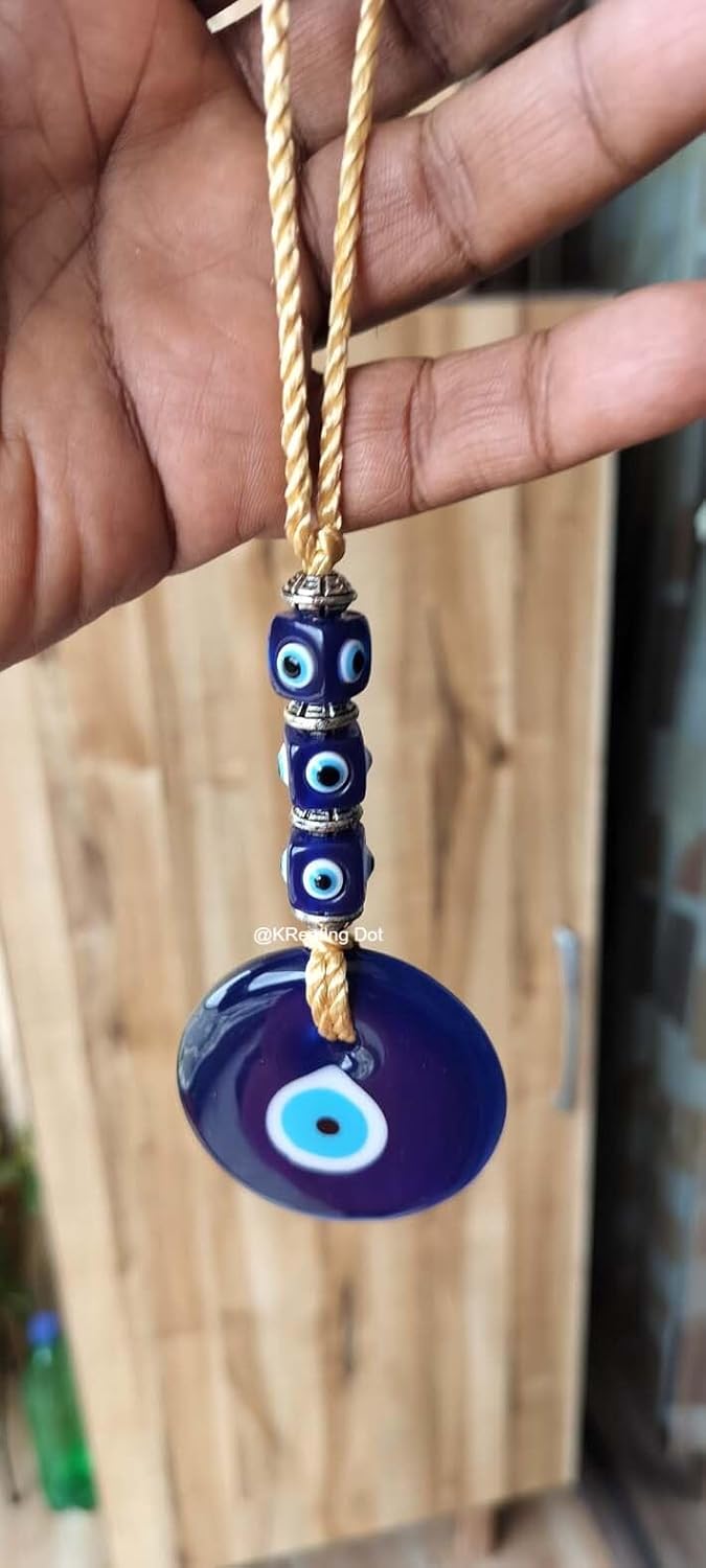 5 CM KReating Dot ORIGIONAL Evil Eye Blue Feng Shui Vastu, Nazar Batu | Protection from Bad Luck | Brings Prosperity, Success, Good Health and Wealth | Best for Home & Office & Car (Design-EEH82402) - Image 3