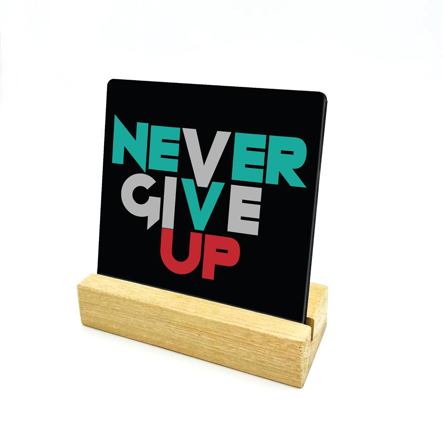 RAG28 Wooden Never Give Up Study Office Table Decor Showpiece for Home Decor Items (Size: 6.5X6 Inches, EK25) - Image 4