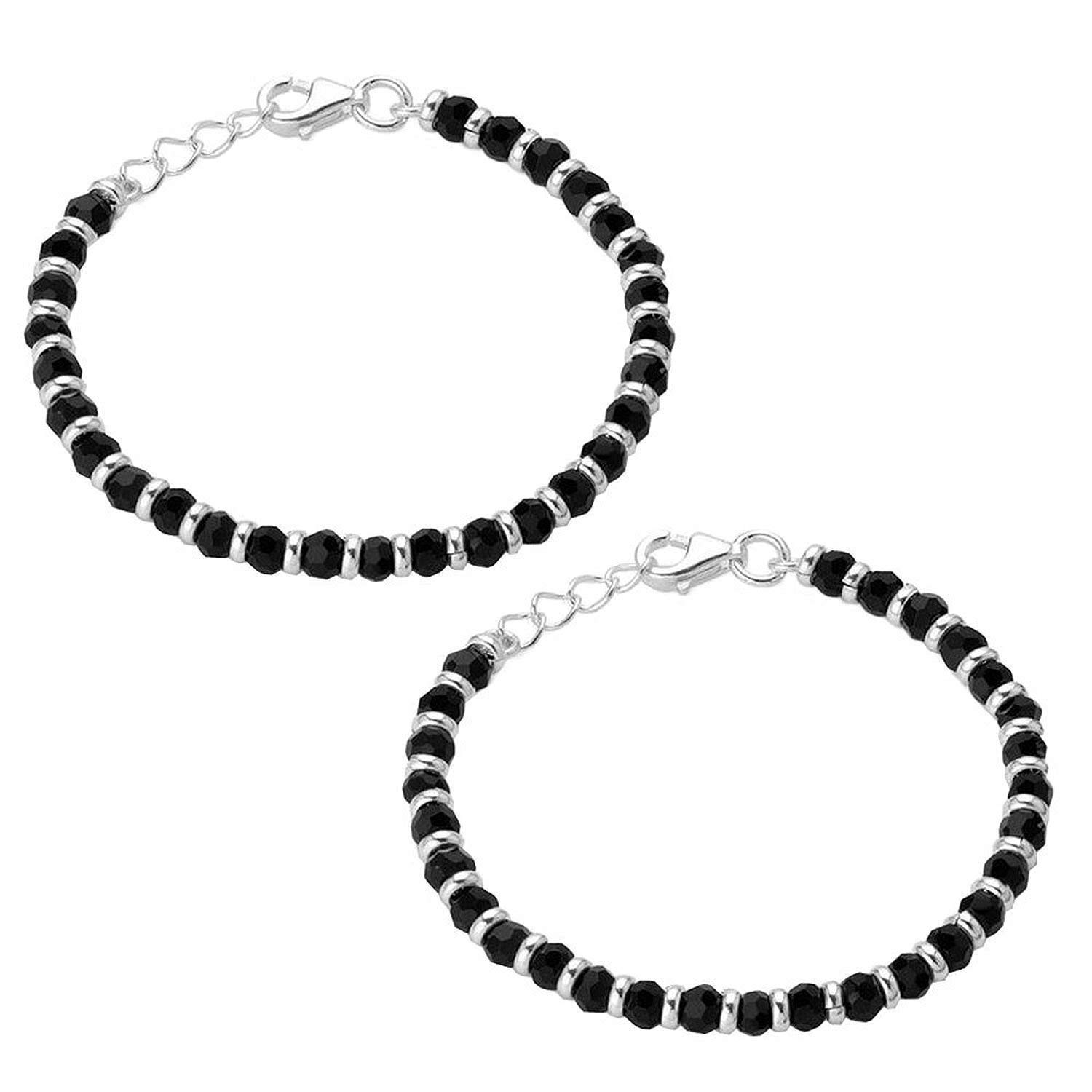 BLACK THREAD ARTIFICIAL Charms Evil Eye Nazariya & Plain Nazariya Anklet/Bracelet Adjustable| Nazar Battu | for Baby Boys Girls 4 Piece (BT KIDS BRCT 010) - Image 3