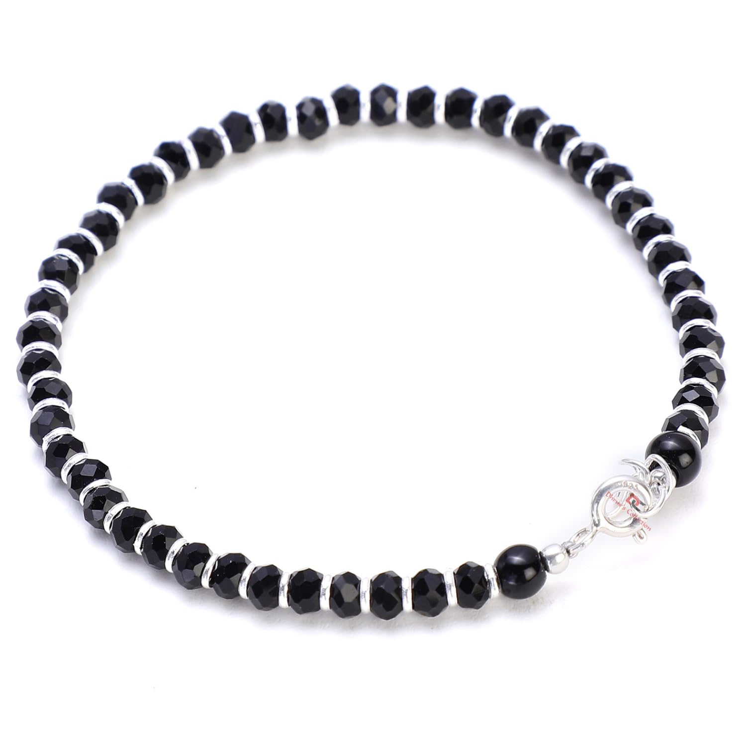 DHRUVS COLLECTION Exclusive 925 Sterling Silver Nazariya Bracelet With Black & Silver Beads for Boys, Men, Girls And Women - 8 Inches - Image 7