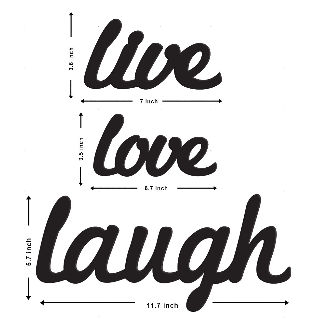 Art Street Live Love Laugh MDF Plaque Painted Cutout Ready To Hang Home Decor Wall Art, Valentine Day Gift -Black - Image 3