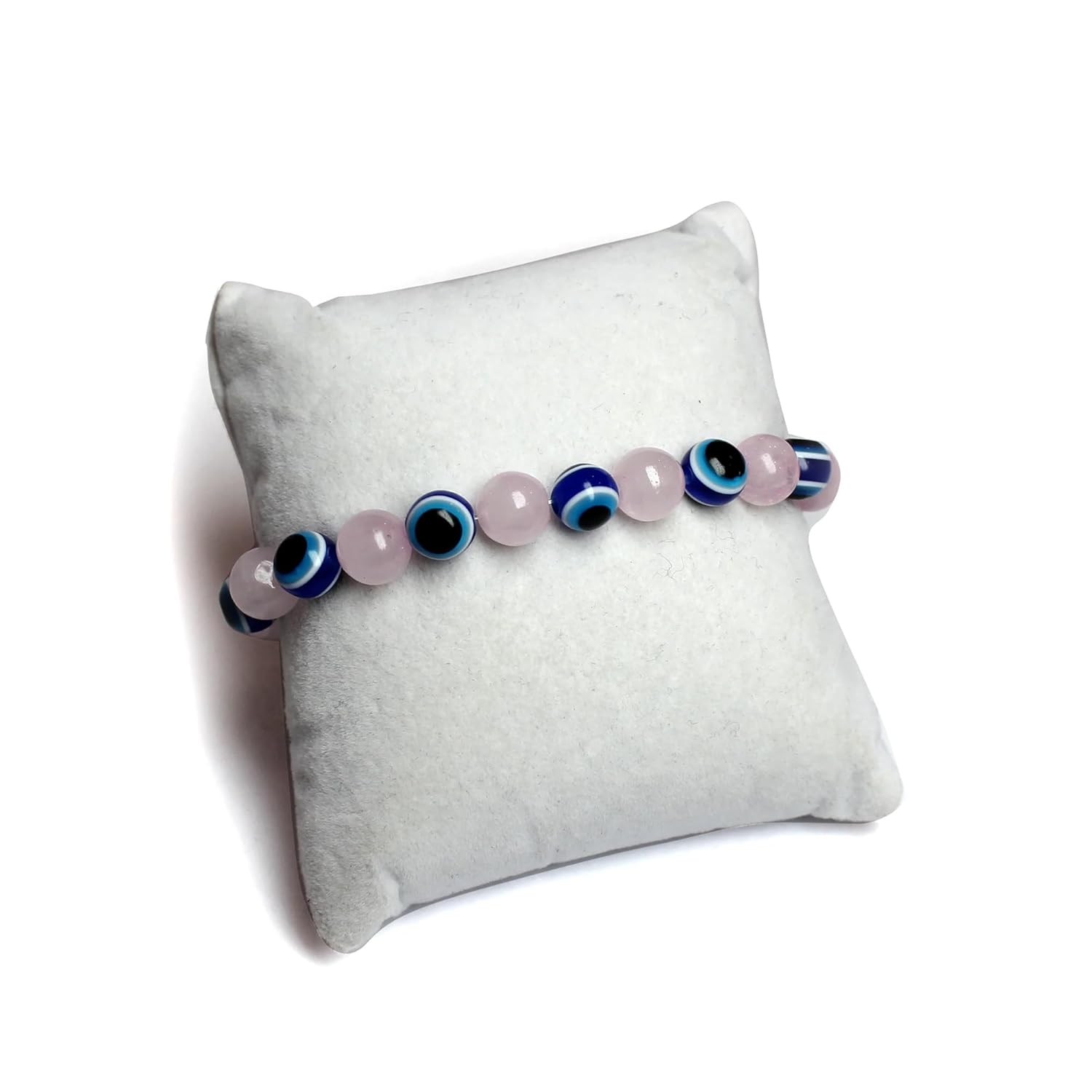 Gehena by Estele Stylish Evil Eye Charm Beaded Bracelet for Men & Women: Pink & Blue Evil Eye Beads Wristwear for Positivity & Protection |Stretchable Bracelet for Everyday Wear – OSAK008-IRPNBL BR - Image 5