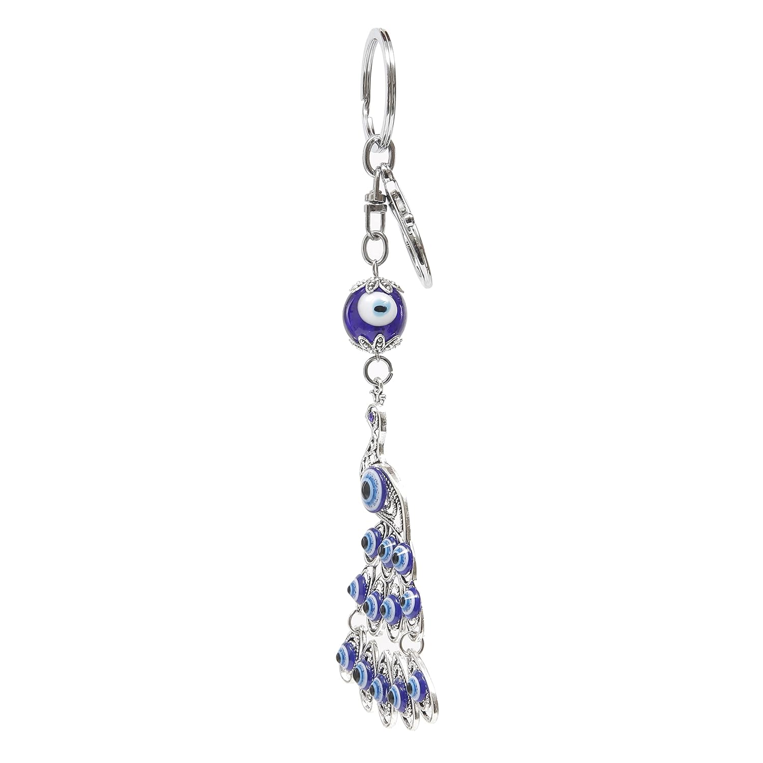 Ayoni Peacock Evil Eye Protection Good luck charm Metallic Keychain Keychain - Image 4