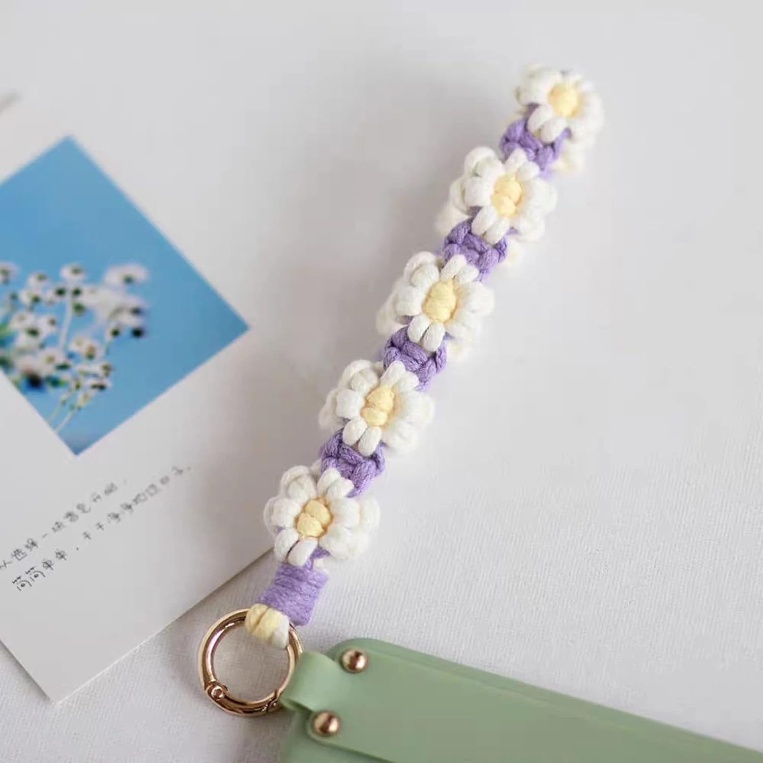 Azeem mart Macrame Flower Keychain Bag Charms & Backpack Charms Personalised Macrame Keyring,Boho Knitting Keychain, Birthday/Boho Gift Idea - Image 6