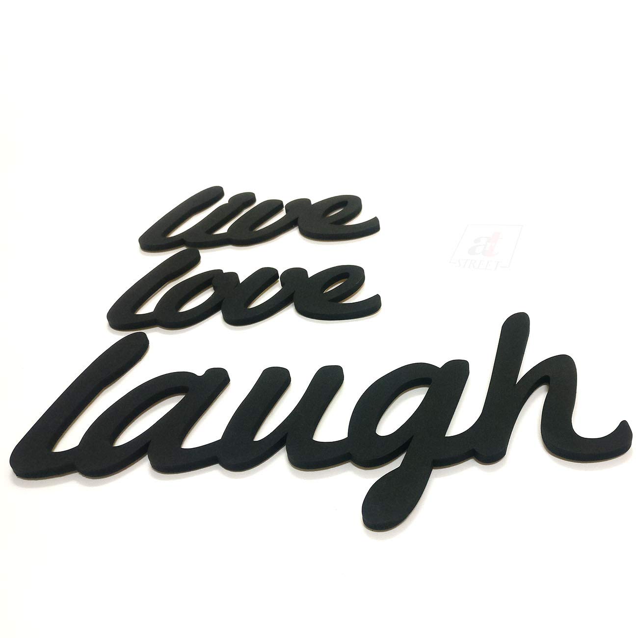 Art Street Live Love Laugh MDF Plaque Painted Cutout Ready To Hang Home Decor Wall Art, Valentine Day Gift -Black - Image 4