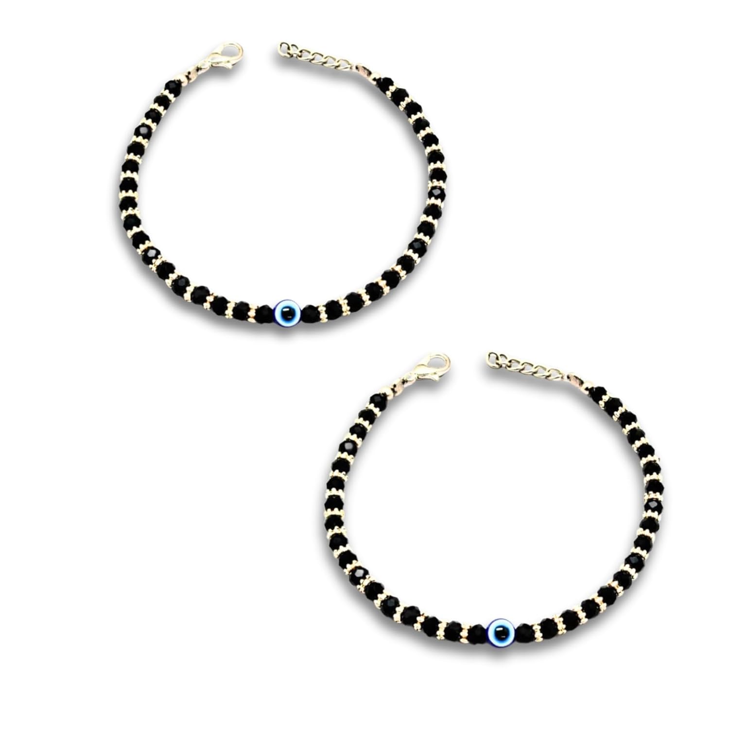 Alaukik Evil Eye Nazariya Black Crystals With Silver Toned Metal Bracelet for Girls,Women and Couple With Adjustable Chain Set of 2 - Image 3