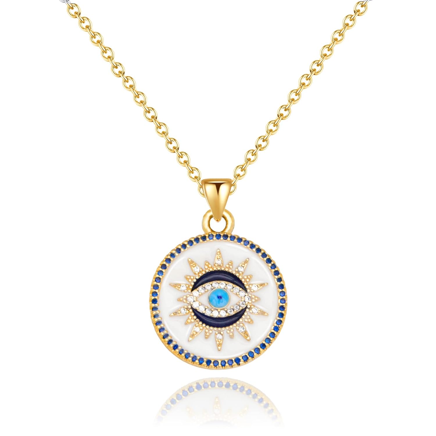 Azonee - Gold Evil Eye Necklace, Handmade Jewelry for Women, Evil Eye Necklace with Lucky Amulet Pendant, Third Eye Necklace, Birthday Gift for Her, Metal,, Metal, Cubic Zirconia - Image 2