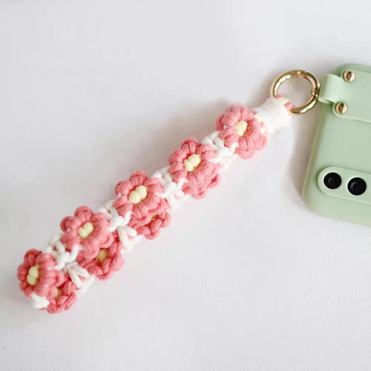 Azeem mart Macrame Flower Keychain Bag Charms & Backpack Charms Personalised Macrame Keyring,Boho Knitting Keychain, Birthday/Boho Gift Idea - Image 8