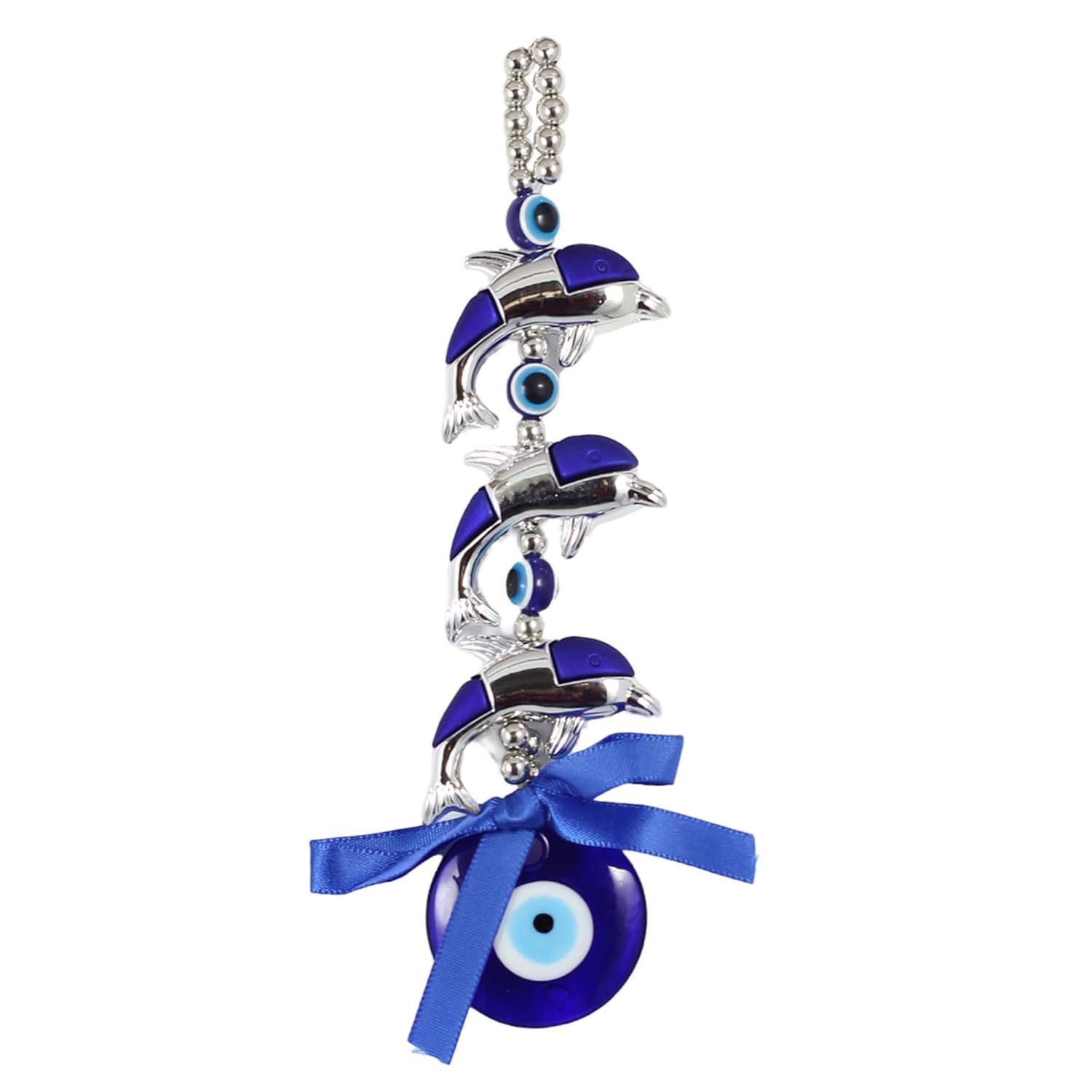 The Quirky Home - Feng Shui Vastu Small Evil Eye Hanging Talisman, Amulet or Nazar Battu Boncuga or Turkish Hamsa Good Luck Gift - Decorative Ornament for Home (Dolphin) - Image 2