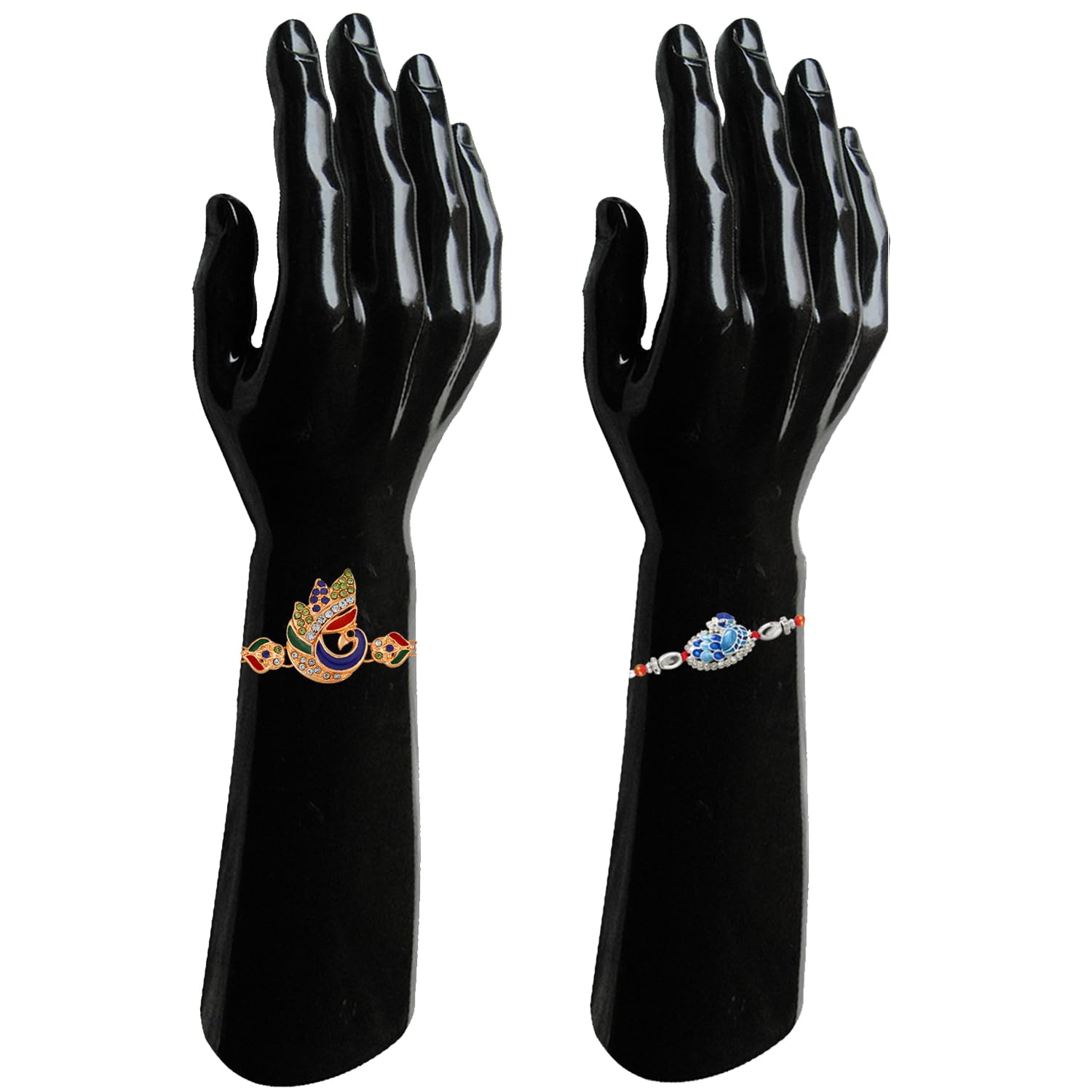 Mahi Combo of Evil Eye and Peacock Shaped Meenakari Work Rakhis with Beads for Bhaiya (RCO1105562M) - Image 4