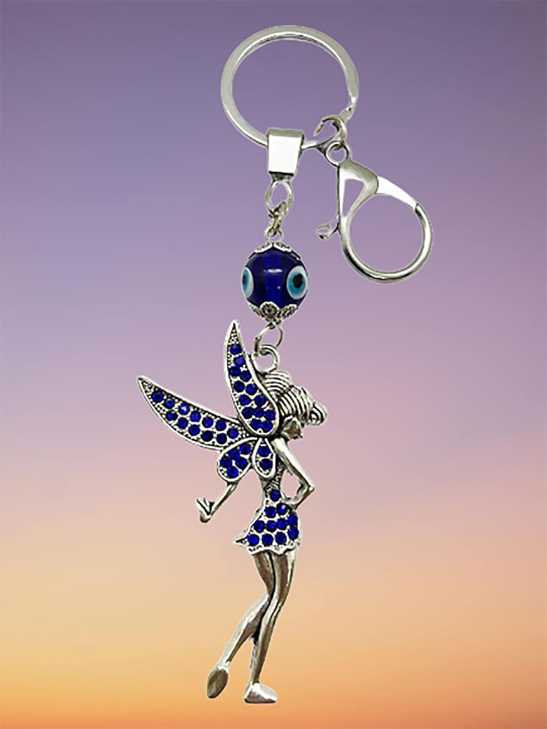 Natchcart Blue Evil Eye with Key Shape Keychain For Bike/Car Gifting With Key Ring Anti-Rust - Image 4