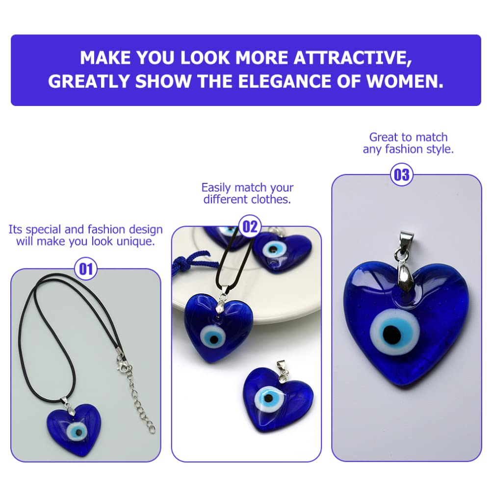 Evil Eye Pendant Necklace Heart Shape Glass Turkish Blue Eye Lucky Necklace for Women Men Jewelry - Image 8
