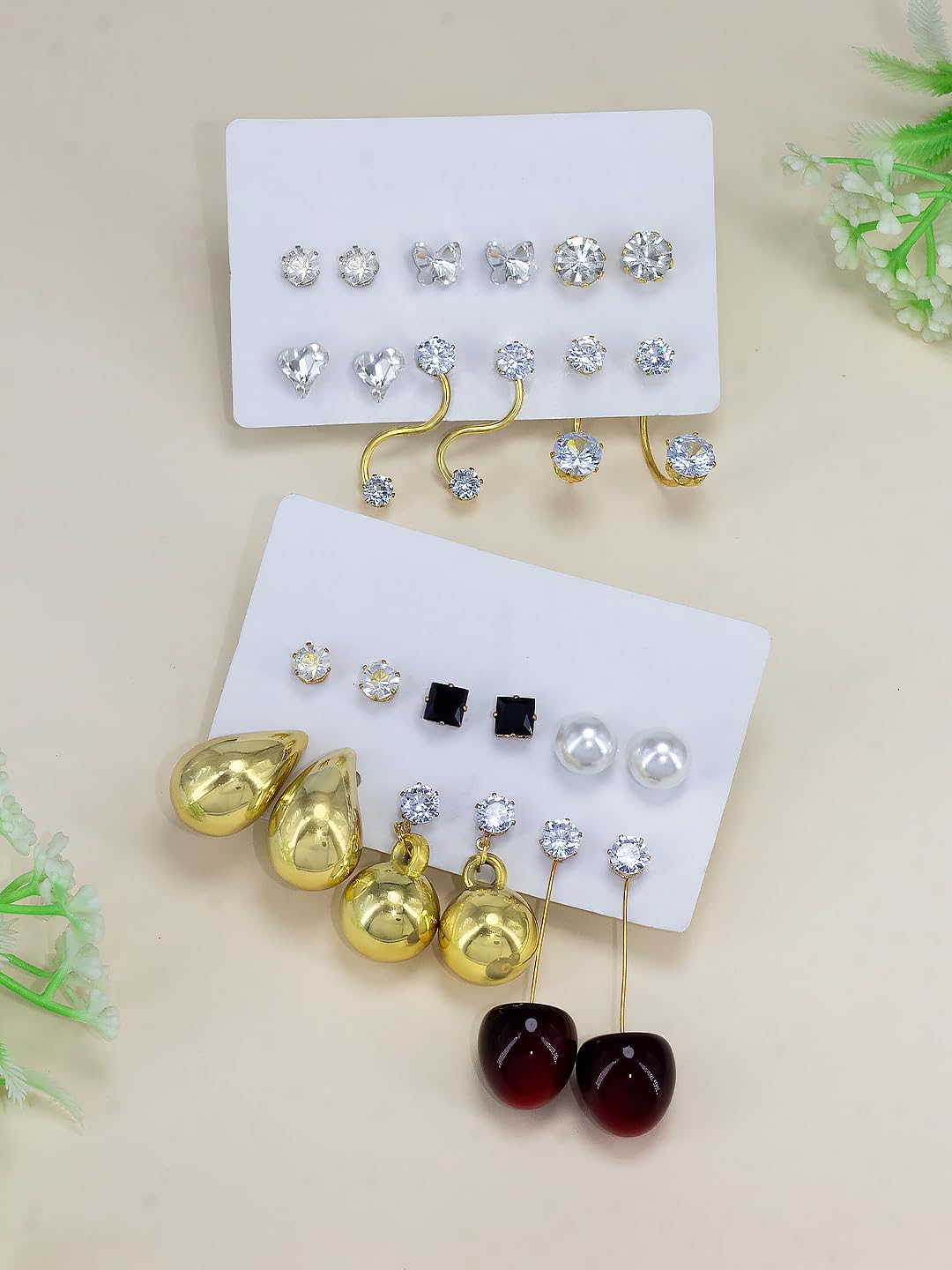 PRIVIU Studio Set of 12 Multi Colour Studs & Evil Eyes Earrings Combo For Girls and Women | Latest Trendy Earrings Sets For Women | Hoop, Dangle, Studs, Drop Earrings Women & Girls - Image 3