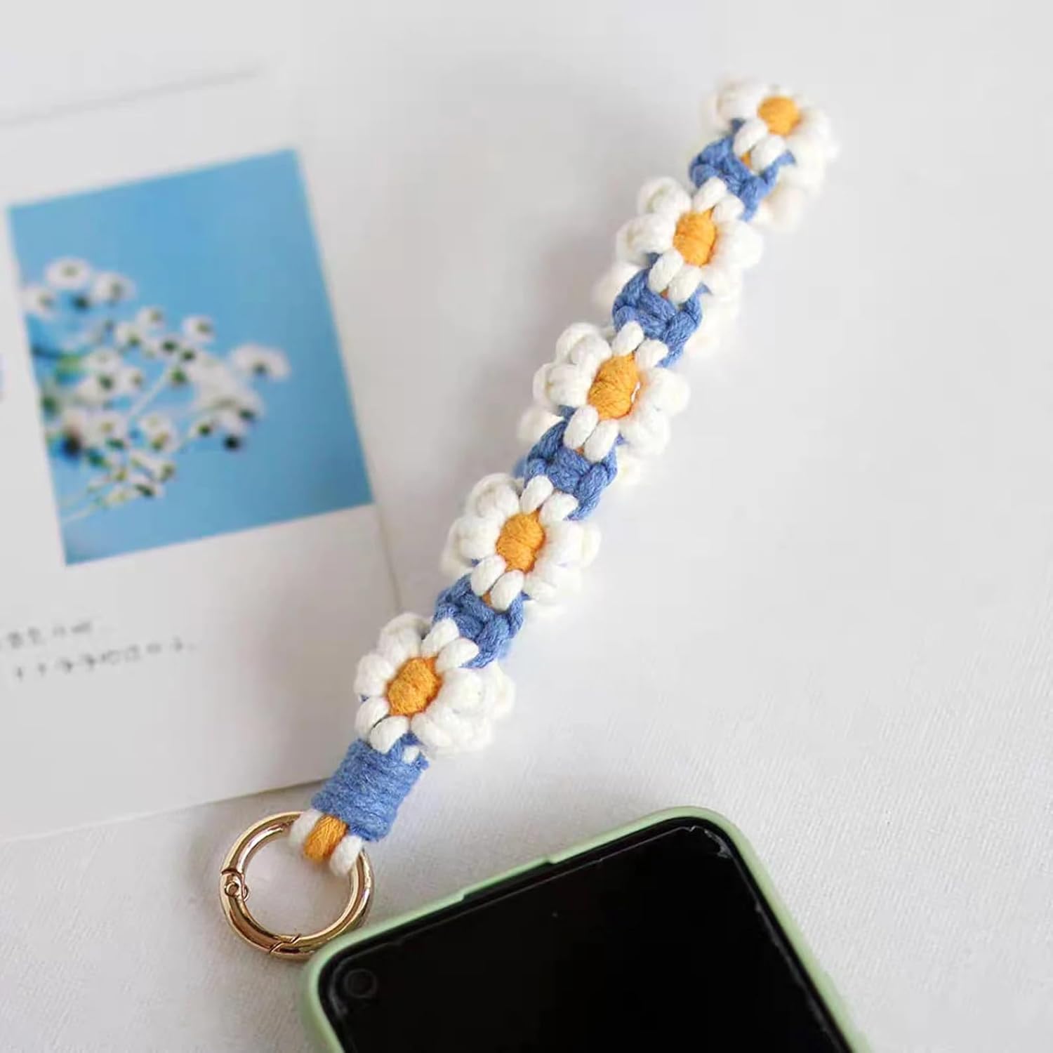 Azeem mart Macrame Flower Keychain Bag Charms & Backpack Charms Personalised Macrame Keyring,Boho Knitting Keychain, Birthday/Boho Gift Idea - Image 5