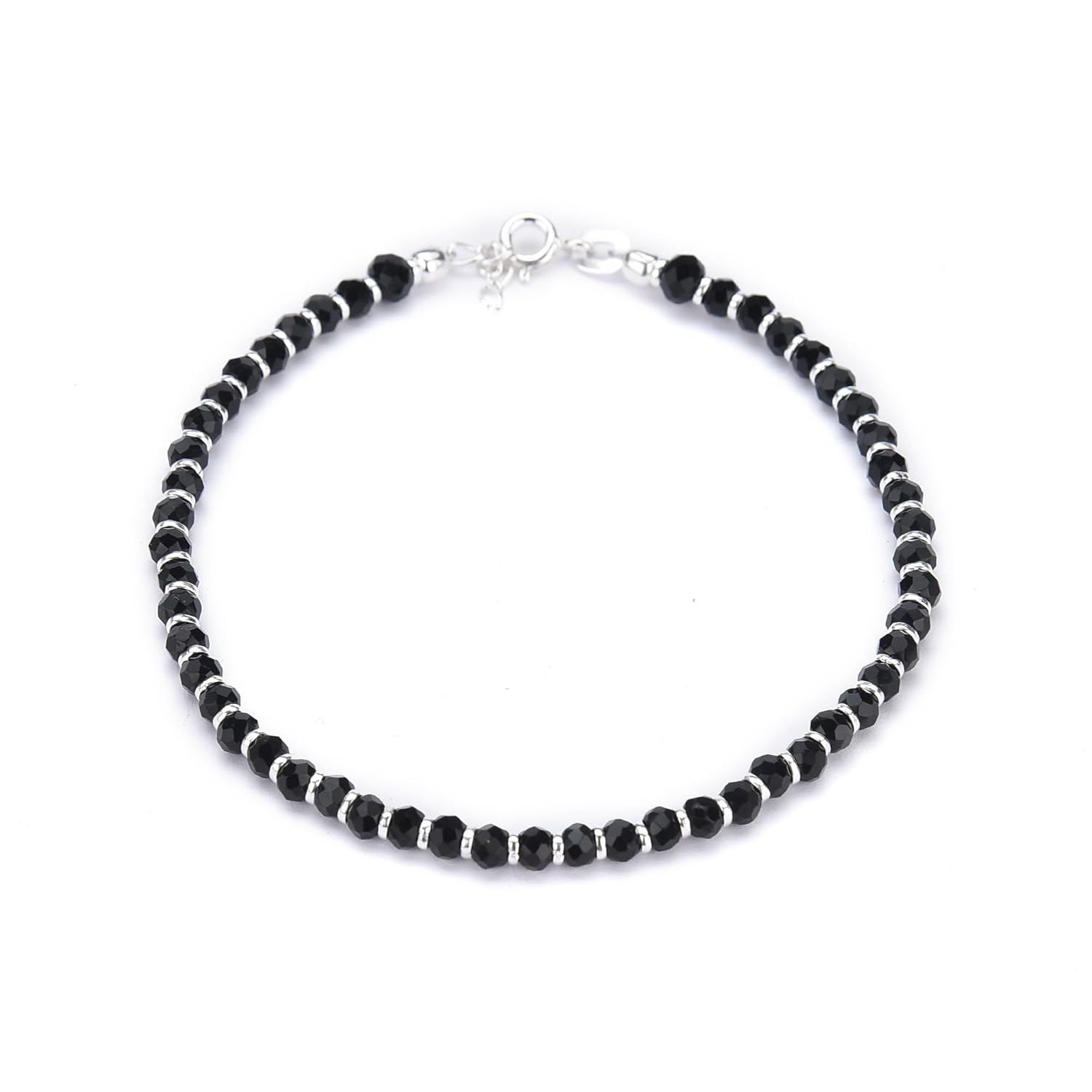 DHRUVS COLLECTION Exclusive 925 Sterling Silver Nazariya Bracelet With Black & Silver Beads for Boys, Men, Girls And Women - 8 Inches - Image 2