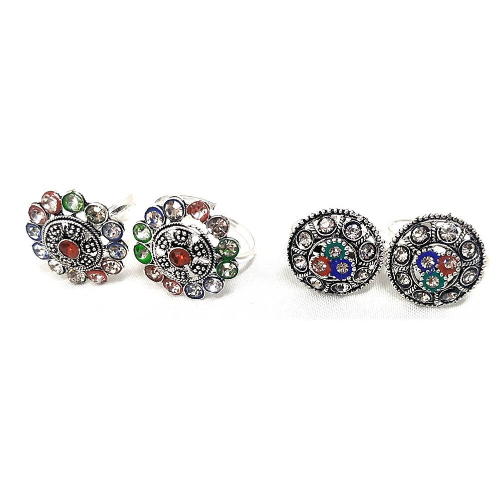 Shimankana 10 Pairs Set of Beautiful Stainless Steel and Oxidize Designer Toe Rings for Woman's/Girls - Image 2